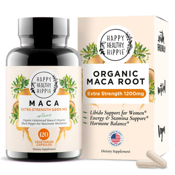 Organic Maca Root Capsules 1200 mg – Libido Booster for Women Fast Acting & Potent | Female Maca Supplement | Energy Pills from Peru | Includes Black Pepper for High Absorption | Vegan, 120 Ct Happy Healthy Hippie Au supplements