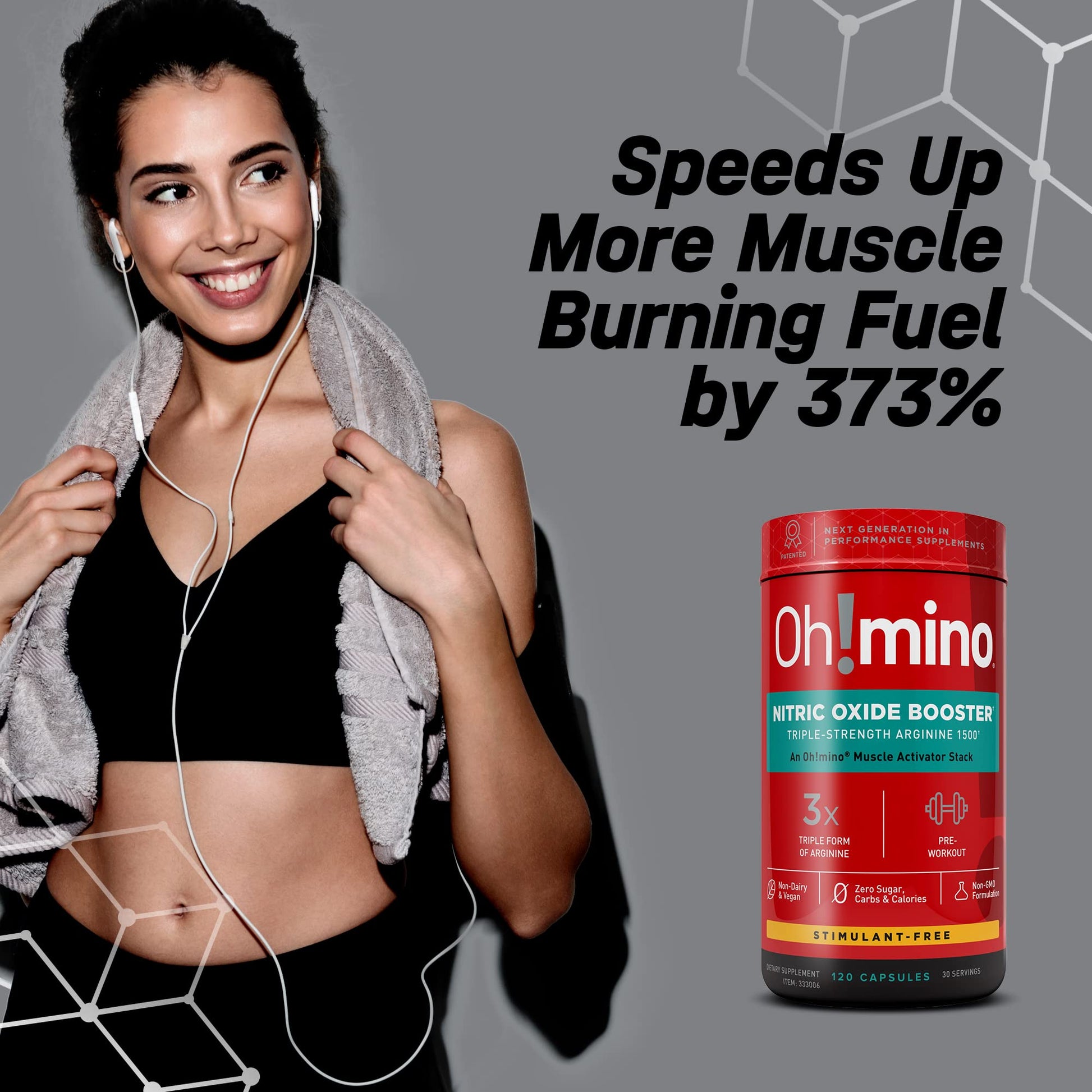 Oh!mino Nitric Oxide Supplement Activator Booster, Triple Strength L-Arginine for Energy Oh!mino Au supplements