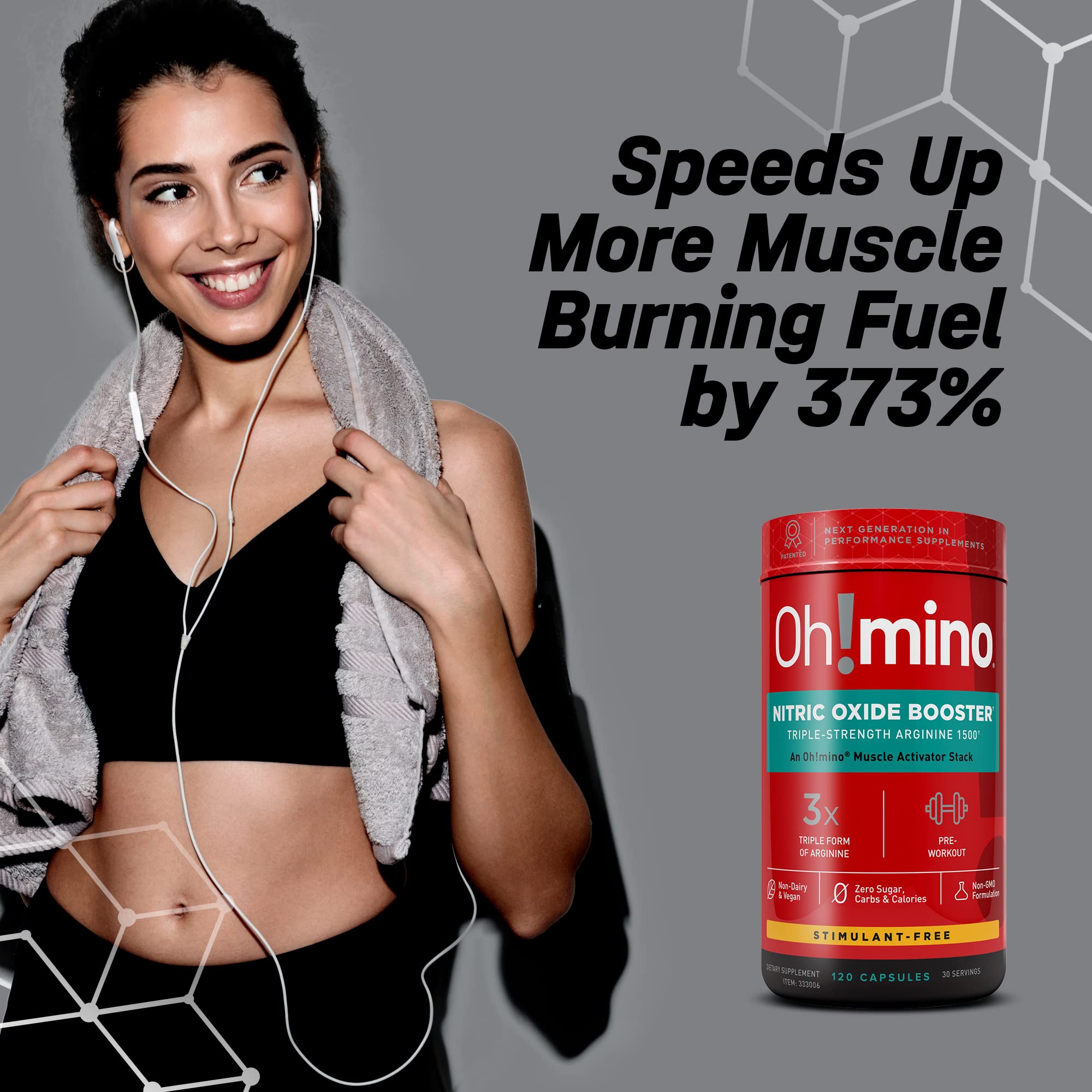 Oh!mino Nitric Oxide Supplement Activator Booster, Triple Strength L-Arginine for Energy Oh!mino Au supplements