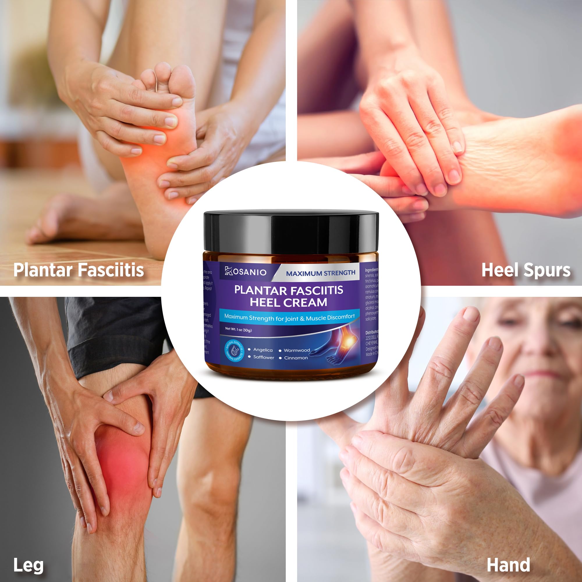 KOSANIO Plantar Fasciitis Relief Cream - Heel Discomfort Relief for Plantar Fasciitis, Foot, Knee, Hands, Legs - Natural Herbal Concentrate Formula - (30g / 1 oz (Pack of 1)) KOSANIO Au supplements