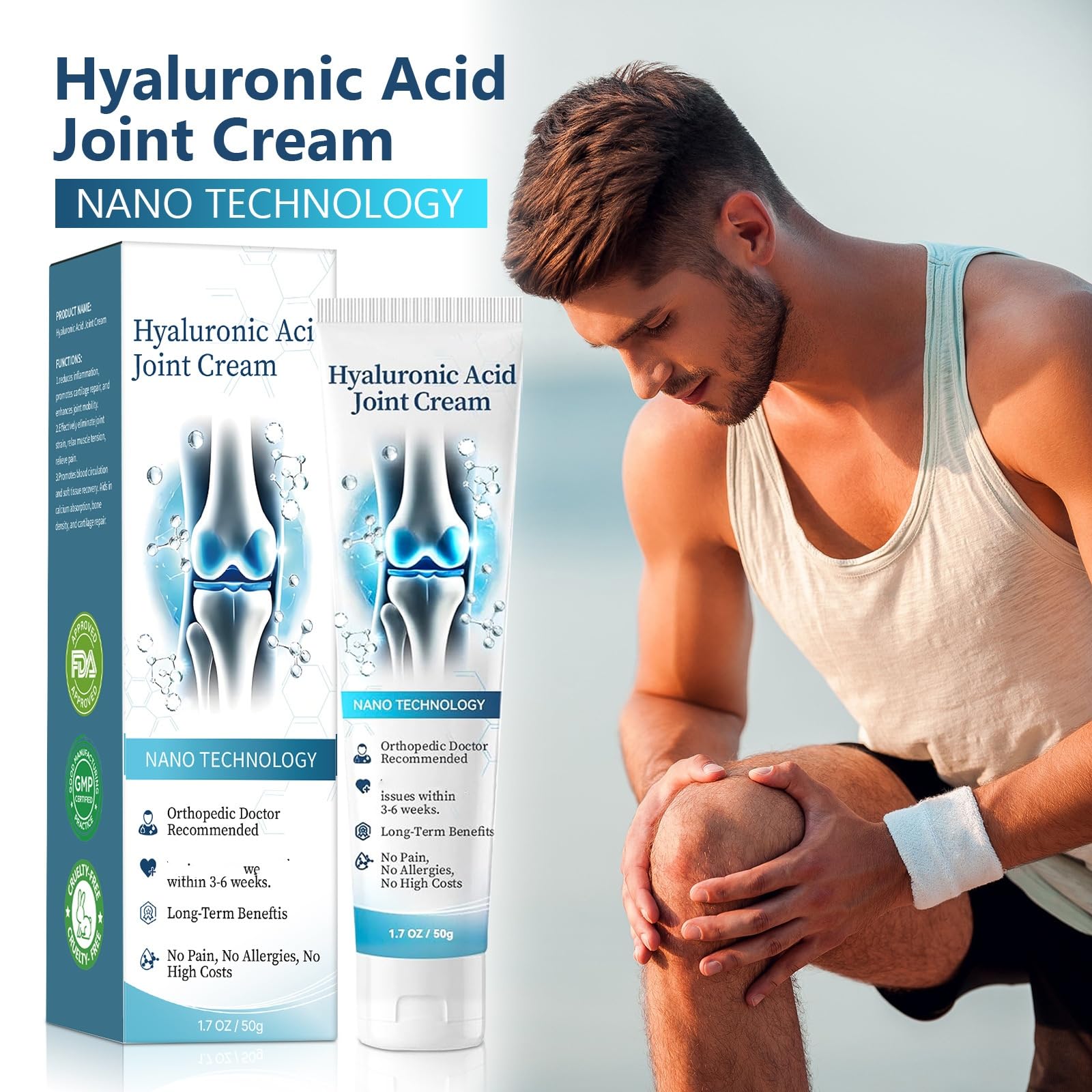 2 PCS Hyaluronic Acid Joint R-epair Gel, Soothing Massage Gel, Quickly Relieve Joint discomfort for Back, Neck, Kne, Soothing Relief for Dry, Cracked Skin Joint Activities Throughout The Body SANZHUAN Au supplements