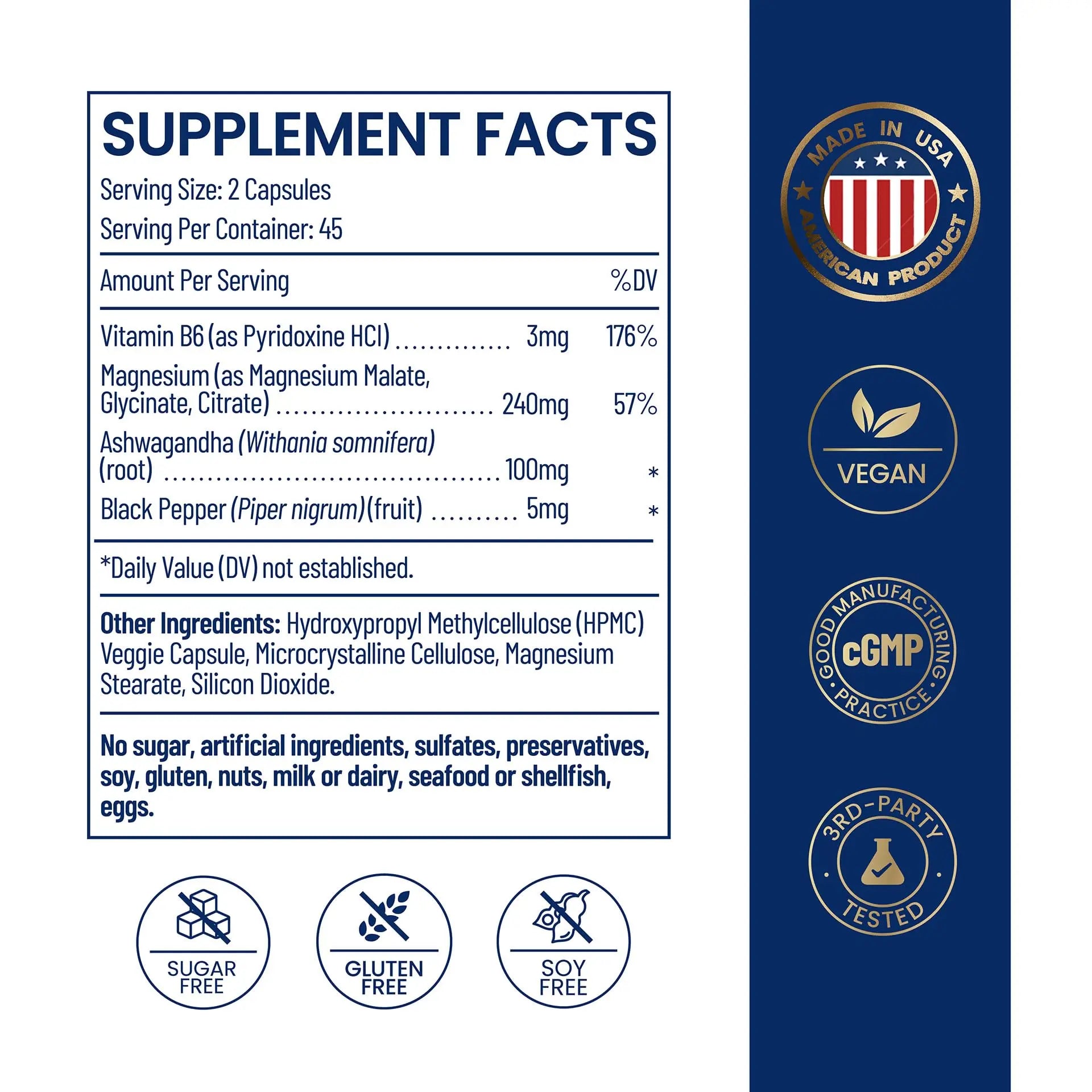 Magnesium Ashwagandha Complex | High-Absorption Multi Magnesium Supports Stress Relief, Sleep, Muscle & Heart Health | Vegan, Non-GMO, Gluten-Free, Made in USA, 90 Capsules((45-Day Supply) NEUMINA Au supplements