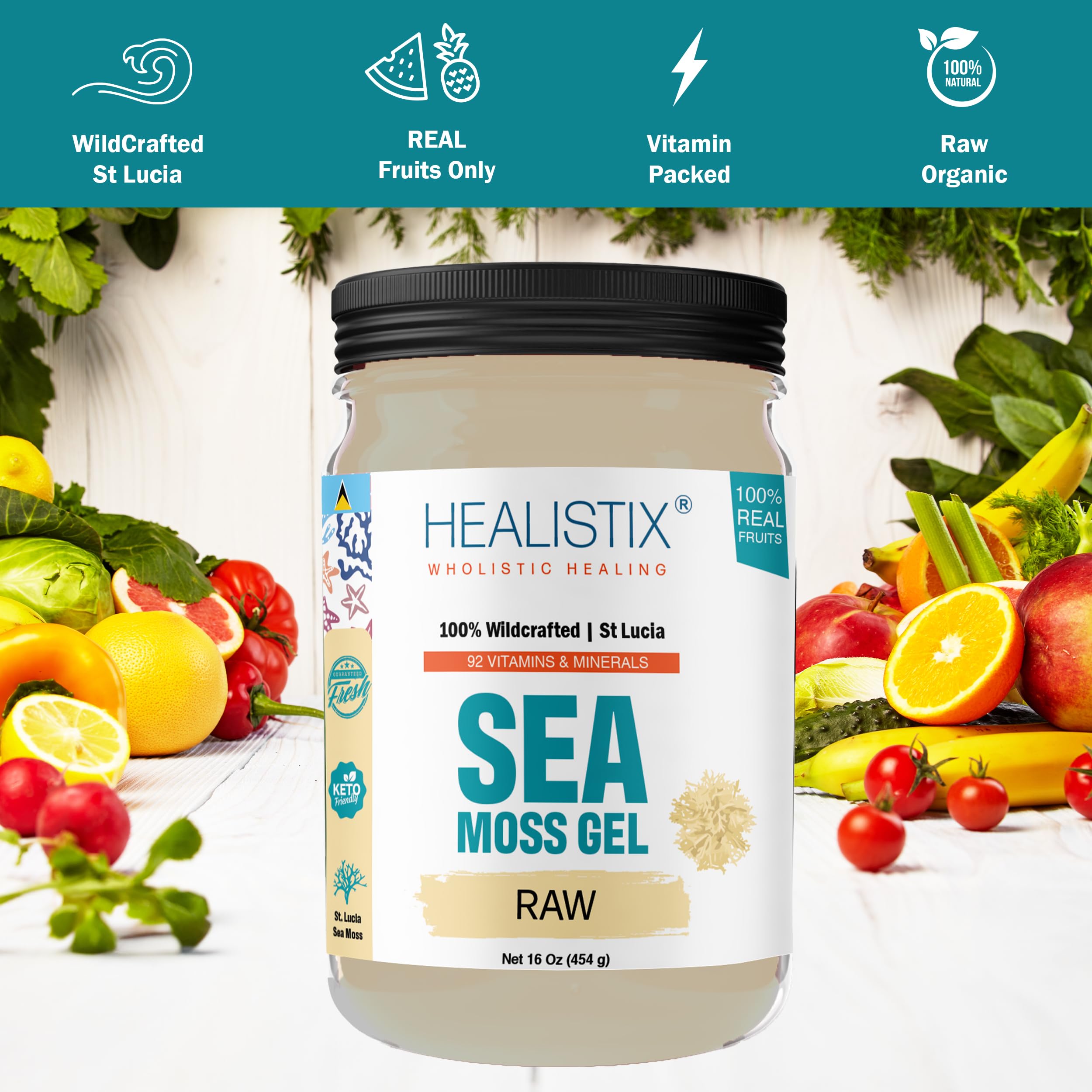 Healistix Irish Sea Moss Gel- St Lucia Wildcrafted Seamoss Gel, Packed with 92 Vitamins HX HEALISTIX Au supplements