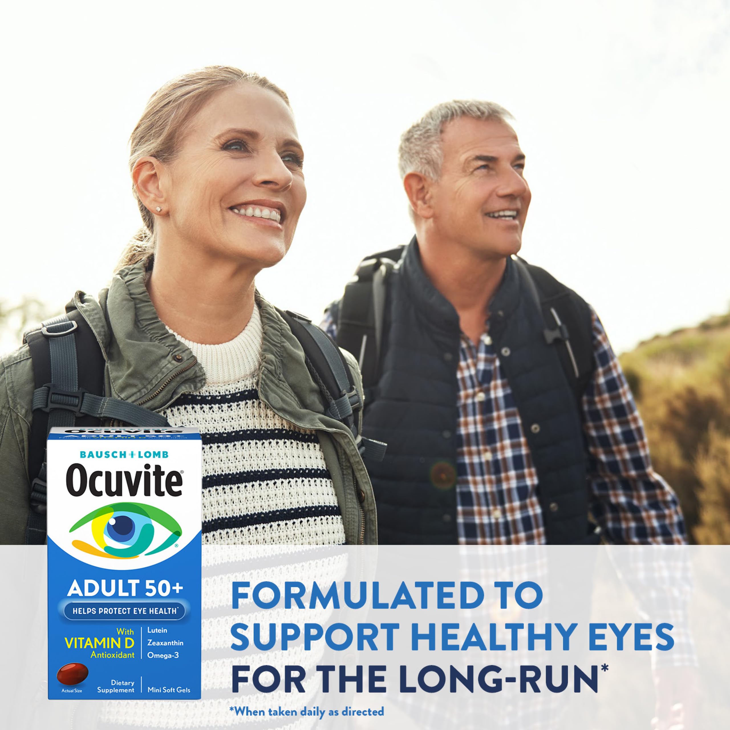 Ocuvite 50+ Eye Vitamin & Mineral Supplement, Multivitamin for Vision & Ocular Health with Omega-3, Zinc, Vitamins C & E, Lutein & Zeaxanthin, Zinc Supplements for Women and Men, 50 Softgels Ocuvite Au supplements