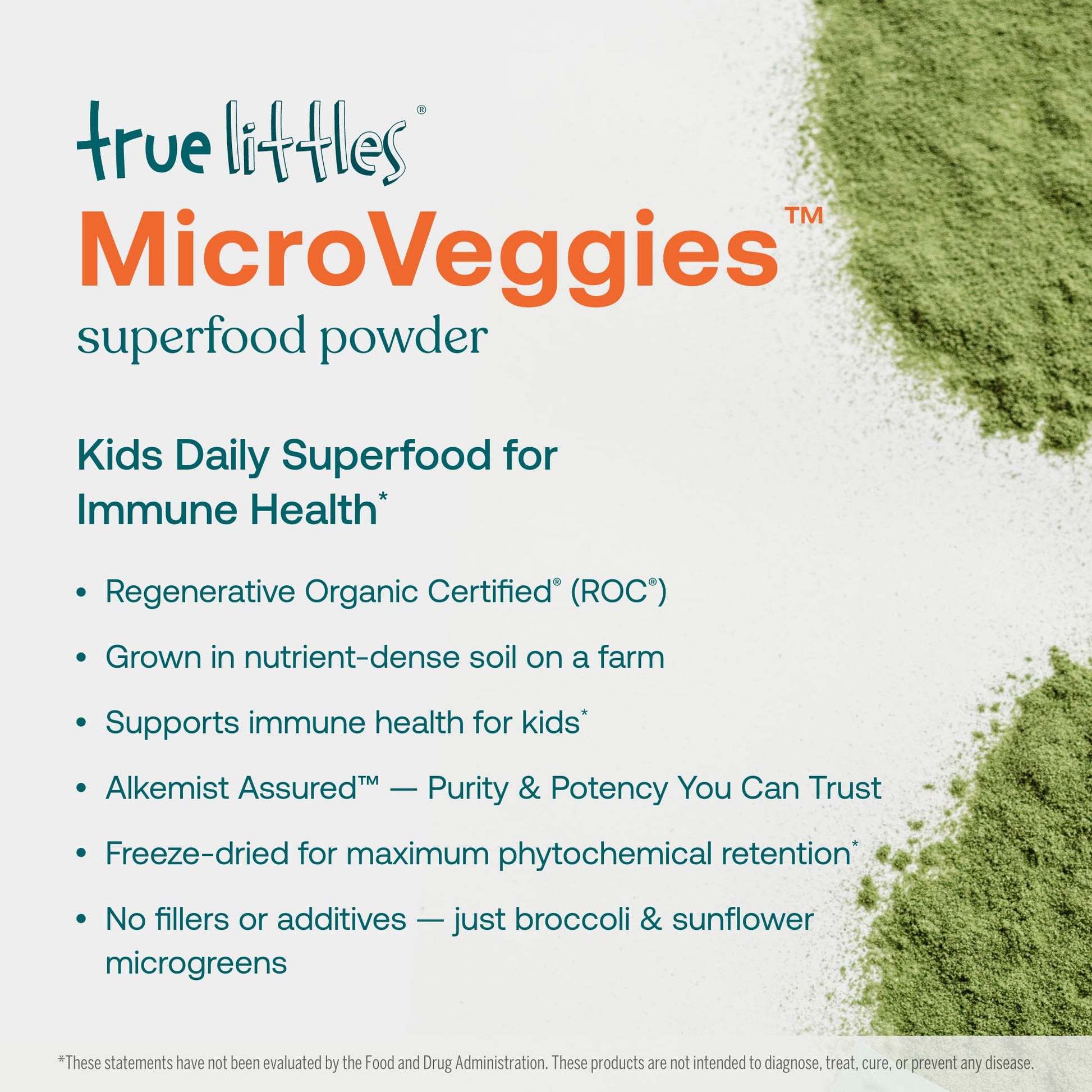 True Grace True Littles MicroVeggies - 0.4 oz - Kids Daily Superfood Powder for Immune Health - Gluten & Soy Free, Vegan, Regenerative Organic Certified - 30 Servings True Grace Au supplements