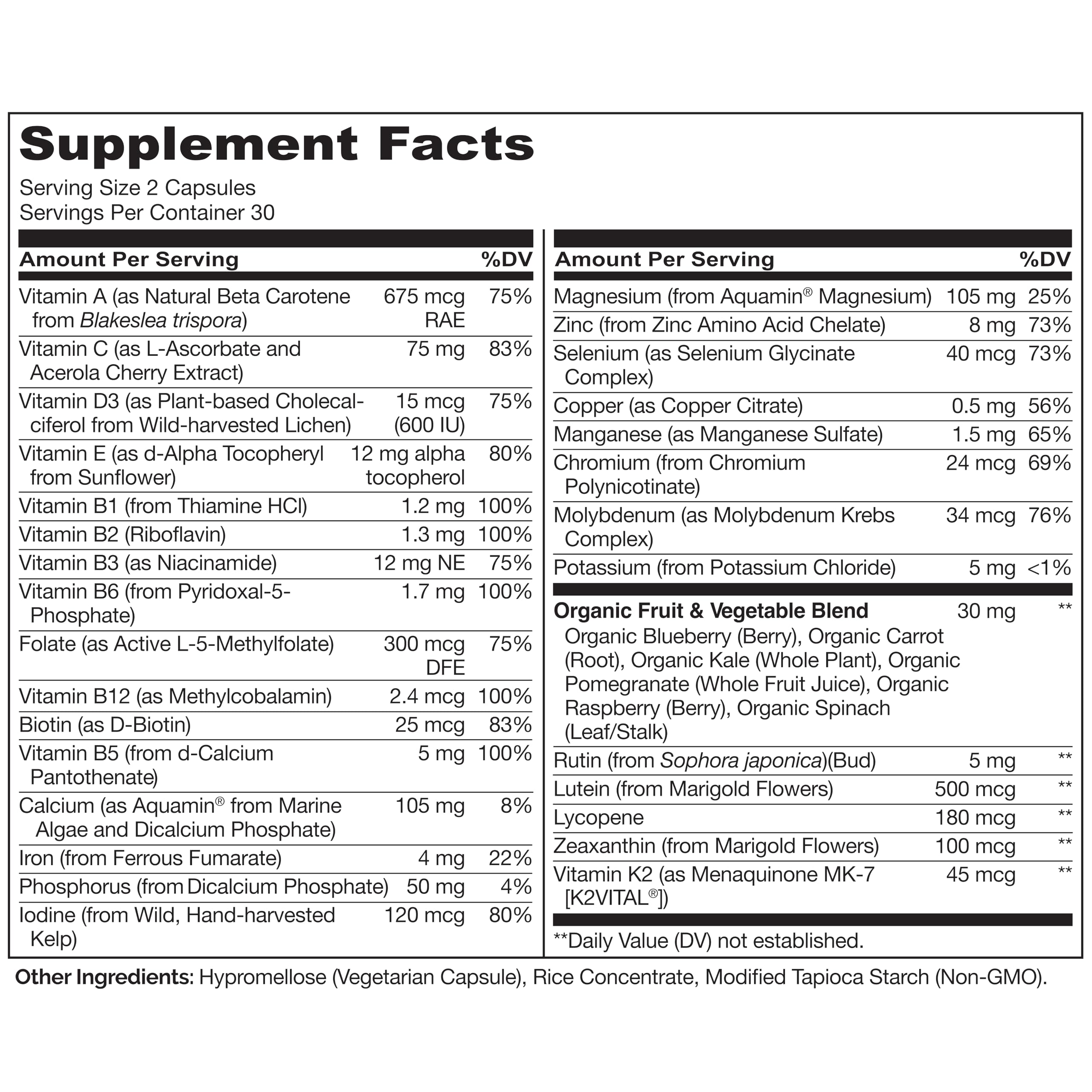 NATURELO Multivitamins for Teenage Girls/Boys, 60 Capsules, Whole Food Multivitamin with Minerals, Non-GMO, Vegetarian NATURELO Au supplements