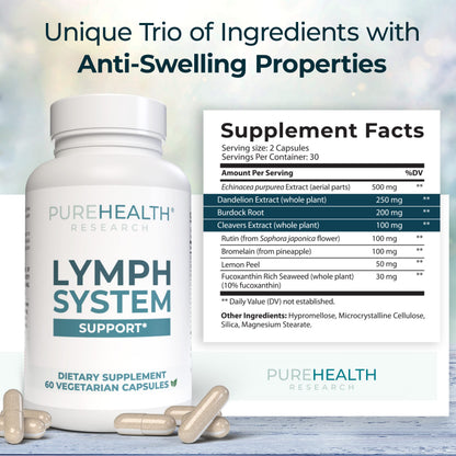PUREHEALTH RESEARCH Lymph System Support Supplement - Lymphatic Drainage Supplement PUREHEALTH RESEARCHUS supplements