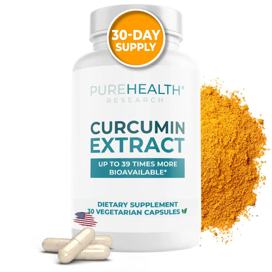 PUREHEALTH RESEARCH Curcumin Extract - High Absorption Turmeric Supplement for Robust Immune Support - Joint Support for Overworked Joints and Muscles - Powered by Curcugen x39 Bioavailable - 1 Bottle PUREHEALTH RESEARCHAU supplements
