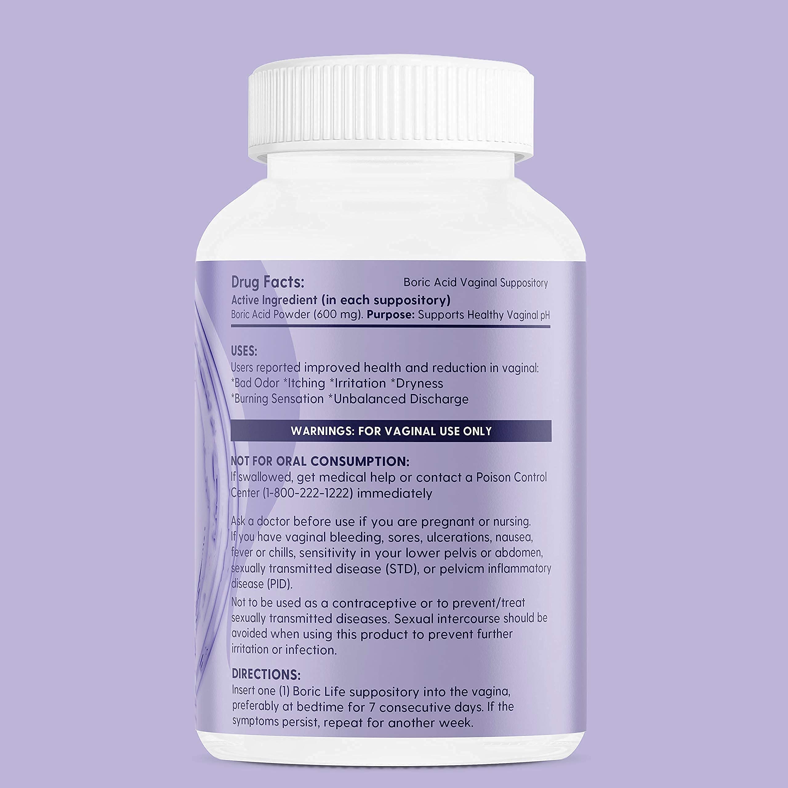 Peachlife Boric Acid Suppositories in Vegetable Capsules - USA Made - Vaginal pH Peachlife Au supplements