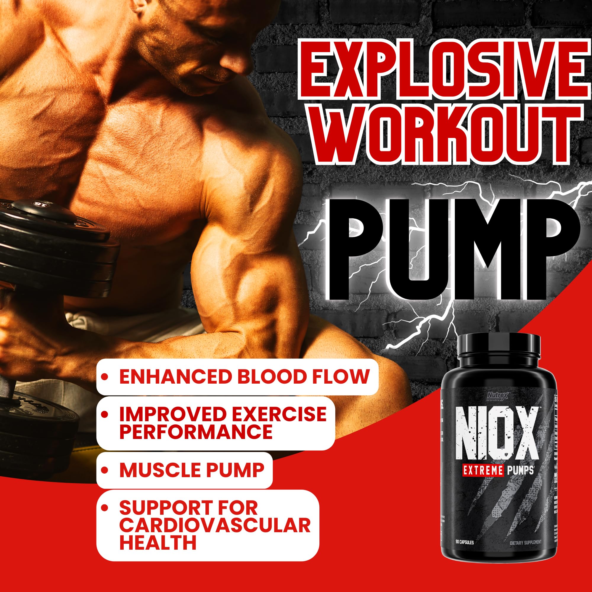 Nutrex Research NIOX Extreme Pumps - 180-Count Pre-Workout Pump Supplement Nutrex Research Au supplements