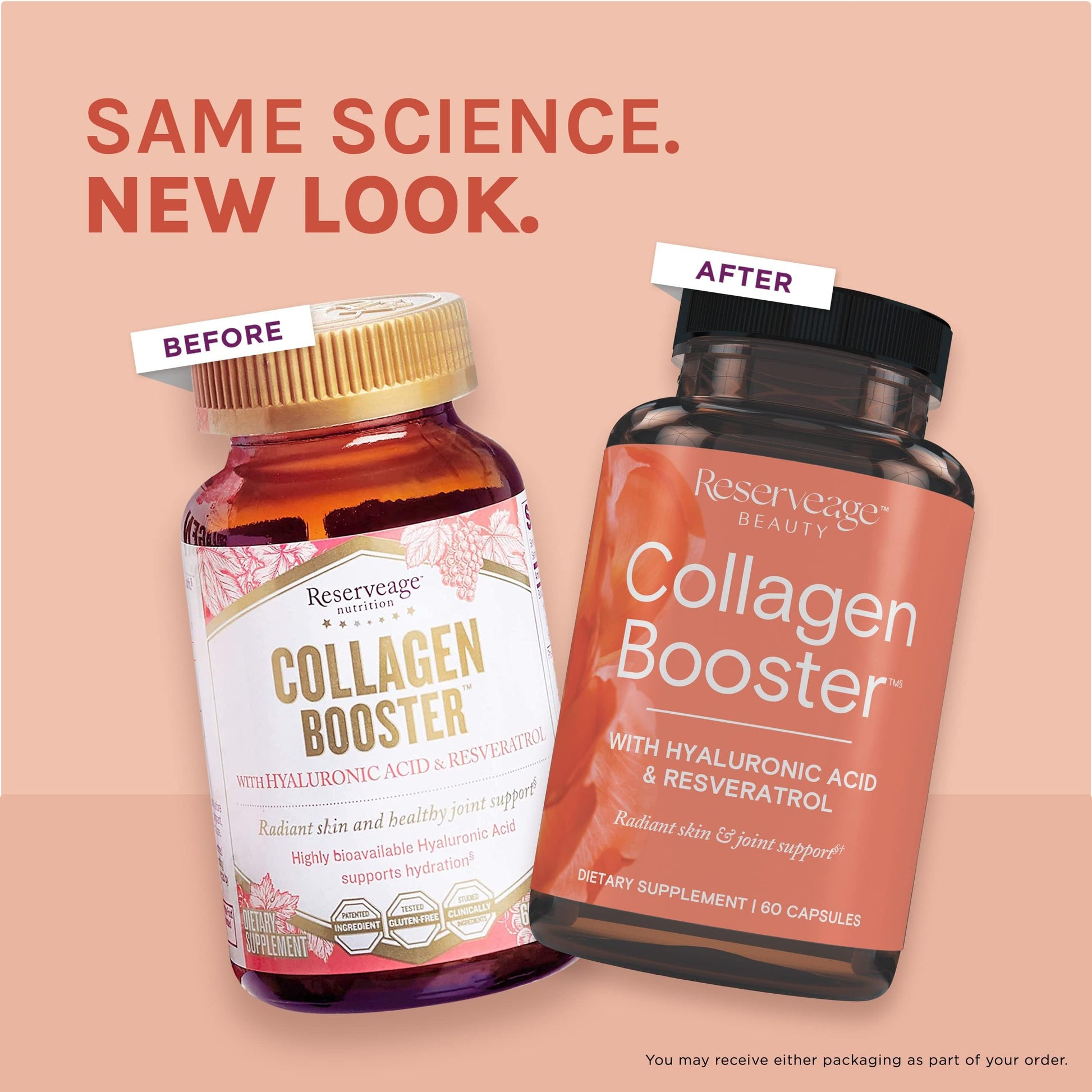 Reserveage Ultra Collagen Booster & Keratin Hair Booster - Features Dermaval, Biotin & Resveratrol - Support Hair & Skin - 60 Ultra Collagen Capsules, 60 Keratin Capsules Reserveage Nutrition Au supplements