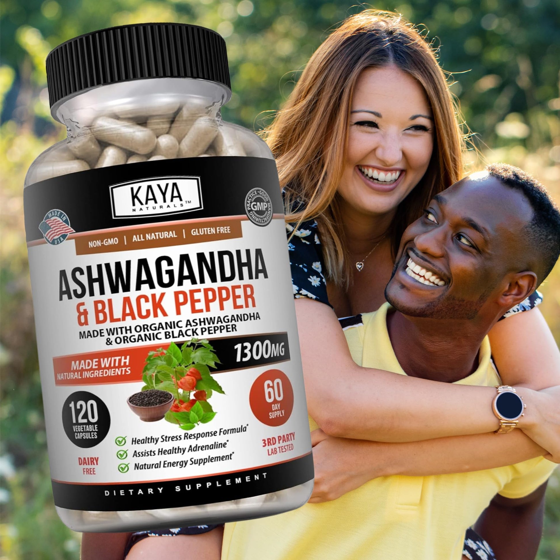 Kaya Naturals Ashwagandha 1300mg, 120 Count Capsules for Stress Relief, Adrenal, Mood & Thyroid Support, Black Pepper and 100% Pure Ashwagandha -120 Capsules Kaya Naturals Au supplements
