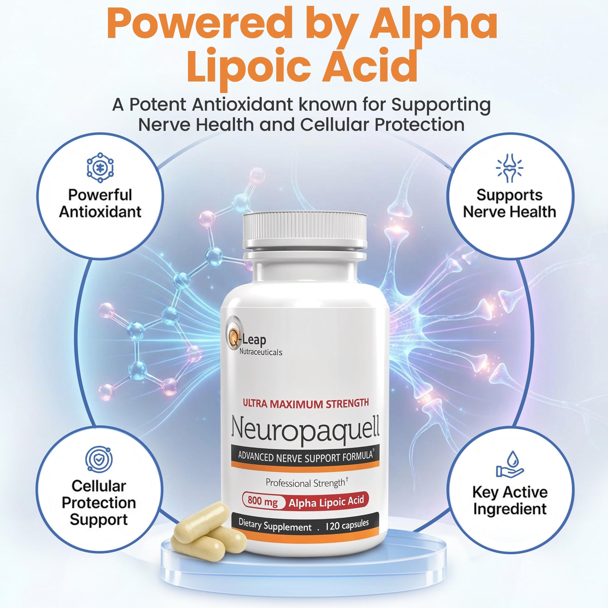 Platinum Health Alpha Lipoic Acid for Neuropathy Nerve Pain Support, Supplement, B Vitamins, L Arginine, All Natural Maximum Strength Neuropaquell for Discomfort in Feet, Hand, Toes,120 Capsules,800mg Platinum Health Au supplements