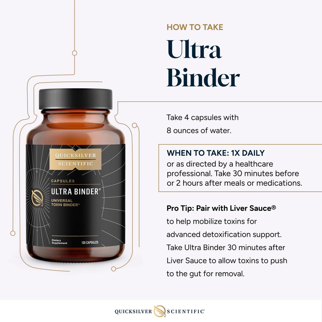 Quicksilver Scientific Ultra Binder - Multi Toxin Binder with Bentonite Clay Powder, Zeolite Detox & Charcoal - Supplement for Gut Support & The Body's Toxin Removal Process (120 Capsules) Quicksilver Scientific Au supplements