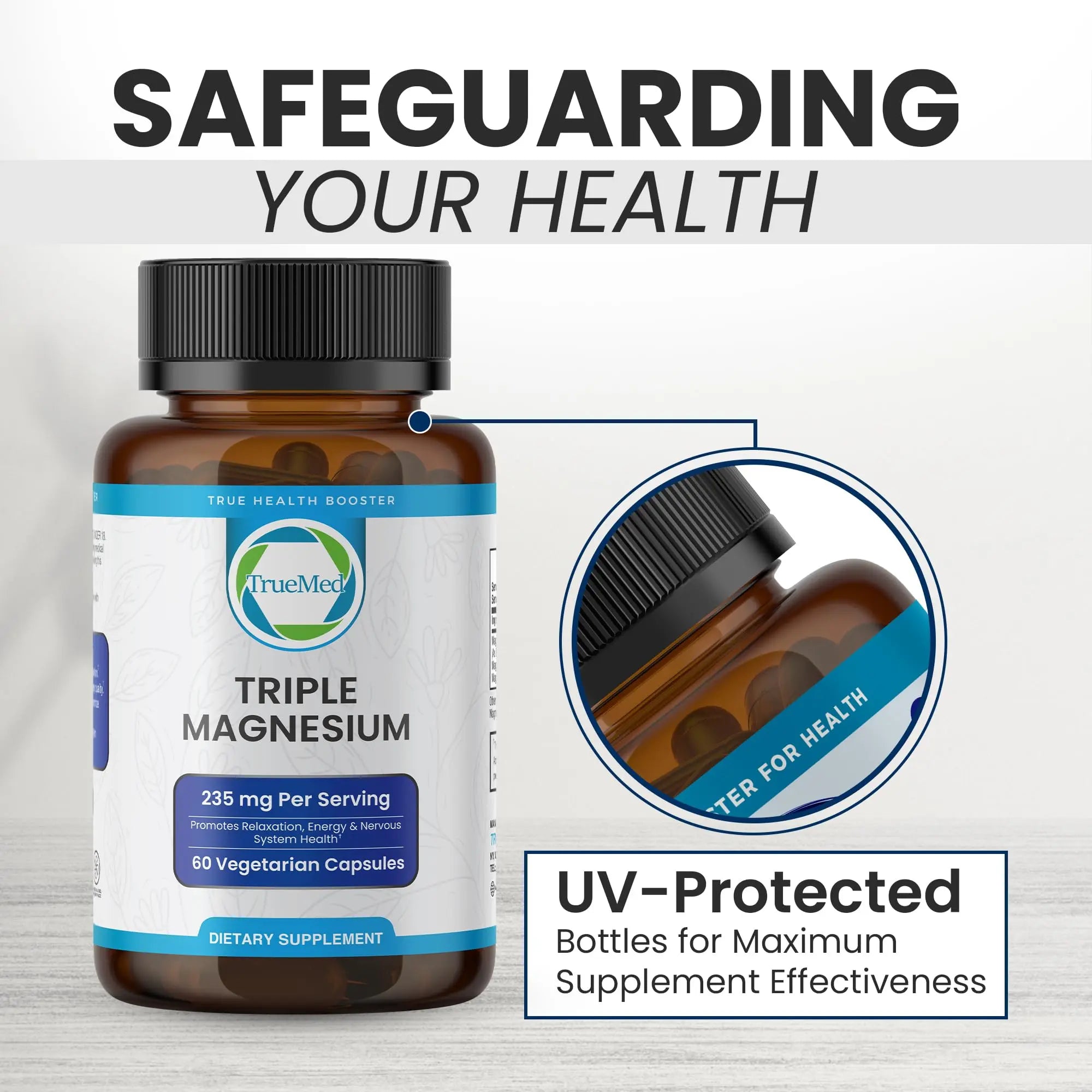 Truemed Triple Magnesium Complex Supplement 235mg with Magnesium Citrate, Malate & Lysinate Chelate | Magnesium Supplement for Sleep, Muscle Relaxation, Energy & Nerve Support | 60 Capsules, USA Made TRUEMED Au supplements