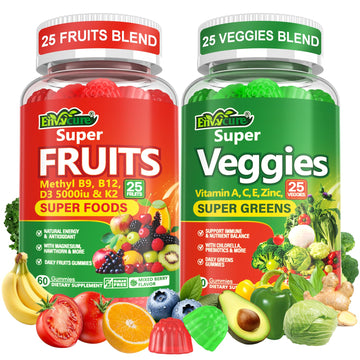 Super Greens Gummies, Daily Green Superfood Supplement w/Spirulina, Chlorella, Mushrooms, Probiotics, Multivitamins, 50+ Super Greens & Veggies Gummies to Boost Immunity, Energy & Gut Health, 120cts EnvyCure Au supplements