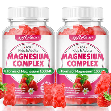 softbear Magnesium Complex Gummies for Women & Men & Kids, 8 in 1 Magnesium Complex Supplement 1000mg-Magnesium Glycinate,Citrate,Malate Supports Calm, Zzz, Muscle Cramp, Strawberry Flavor 120 Count softbear Au supplements