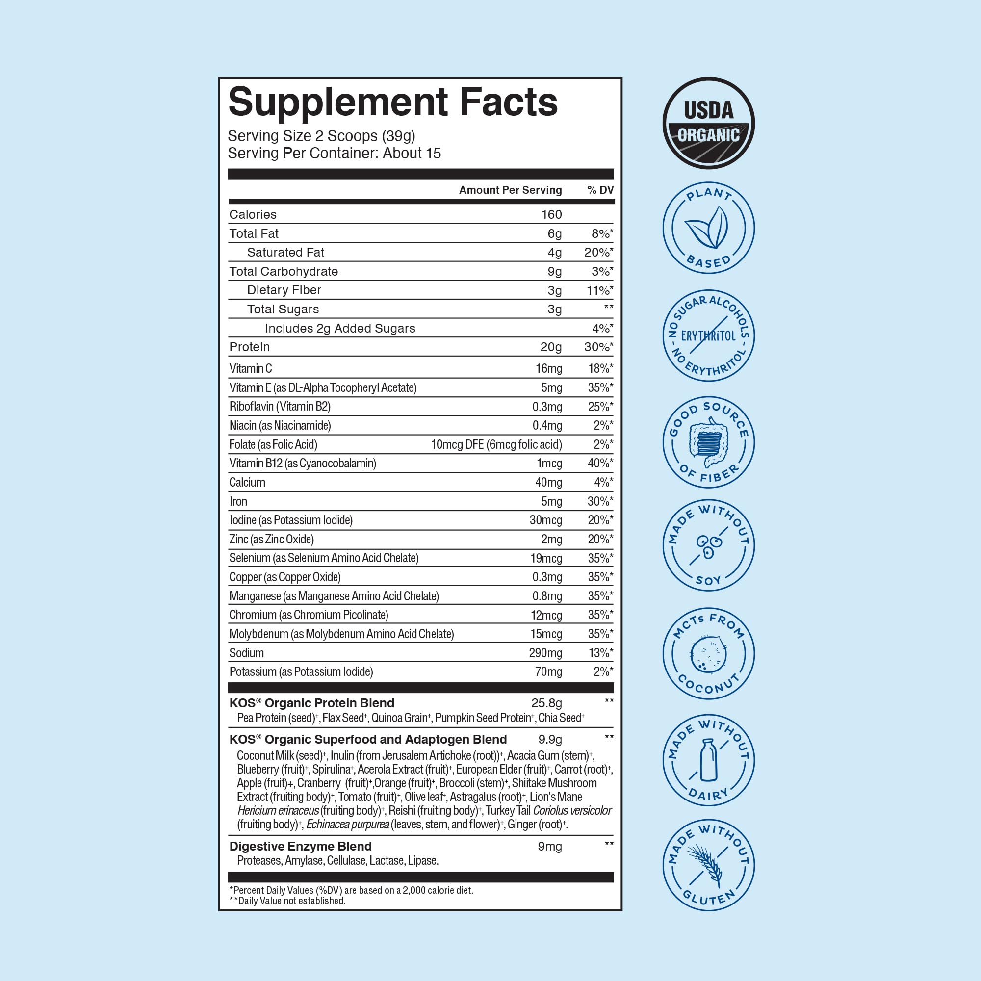 KOS Plant Based Protein Powder, Blueberry Muffin - Organic Pea Protein Superfood KOS Au supplements