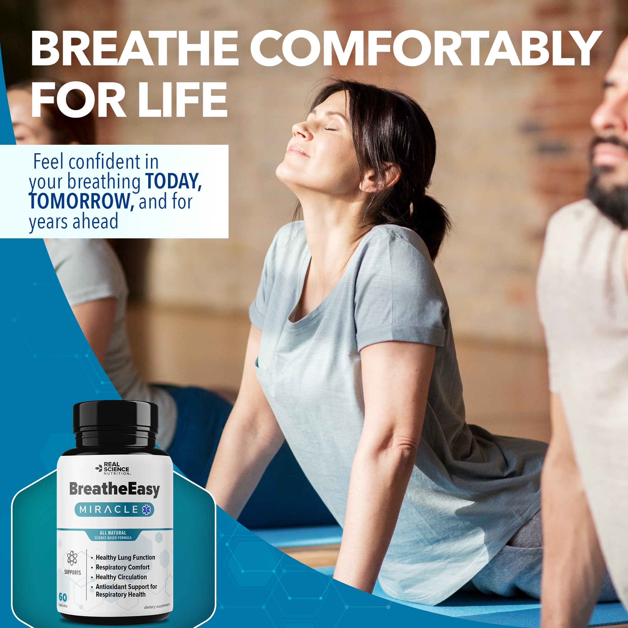 Real Science Nutrition BreatheEasy Lung Support Supplement for Lung Health & Respiratory Wellness – Lung Cleanse Formula with Vinitrox, GABA for Circulation Support - Made in USA - 60 Capsules Real Science Nutrition Au supplements