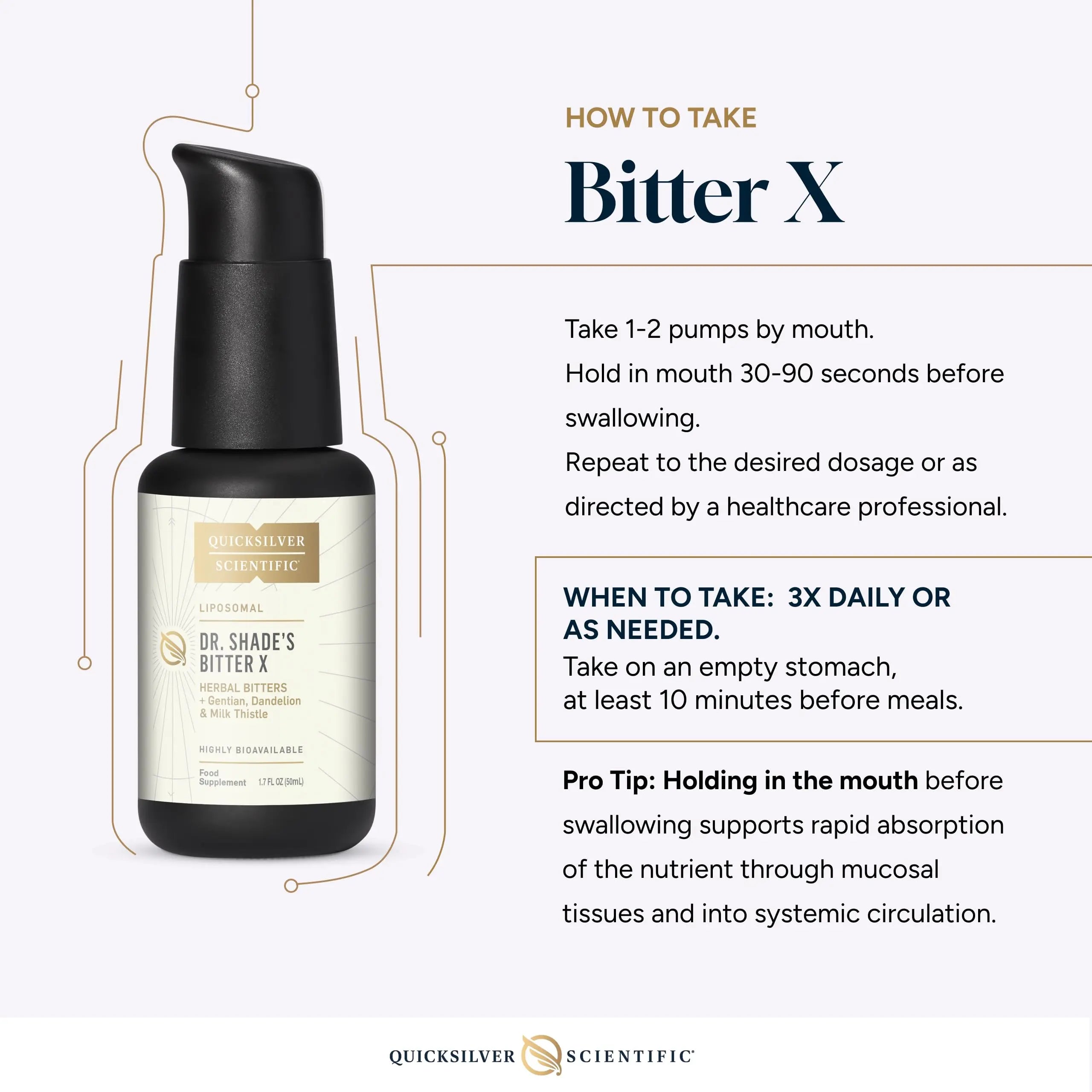 Quicksilver Scientific Dr. Shade's BitterX - Highly Concentrated Bitters for Digestion - Fast Acting Digestive Support & Liver Supplement with Dandelion Root, Gentian Root, Solidago & Myrrh (50ml) Quicksilver Scientific Au supplements