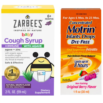 Motrin and Zarbee’s Essentials for Infants Infants' Concentrated Liquid Medicine Drops with Ibuprofen and Zarbee's Baby Coughⱡ Syrup + Immune with Organic Agave + Zinc Motrin Au supplements