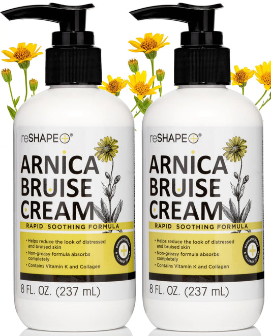 Reshape+ Arnica Bruise Relief Topical Cream For Bruising, Swelling, & Discoloration On Skin, Natural Skin Care Homeopathic Arnica Lotion W/Vitamin K, Horse Chestnut, & Collagen, 8 Fl Oz (2-Pack) Reshape+AU supplements