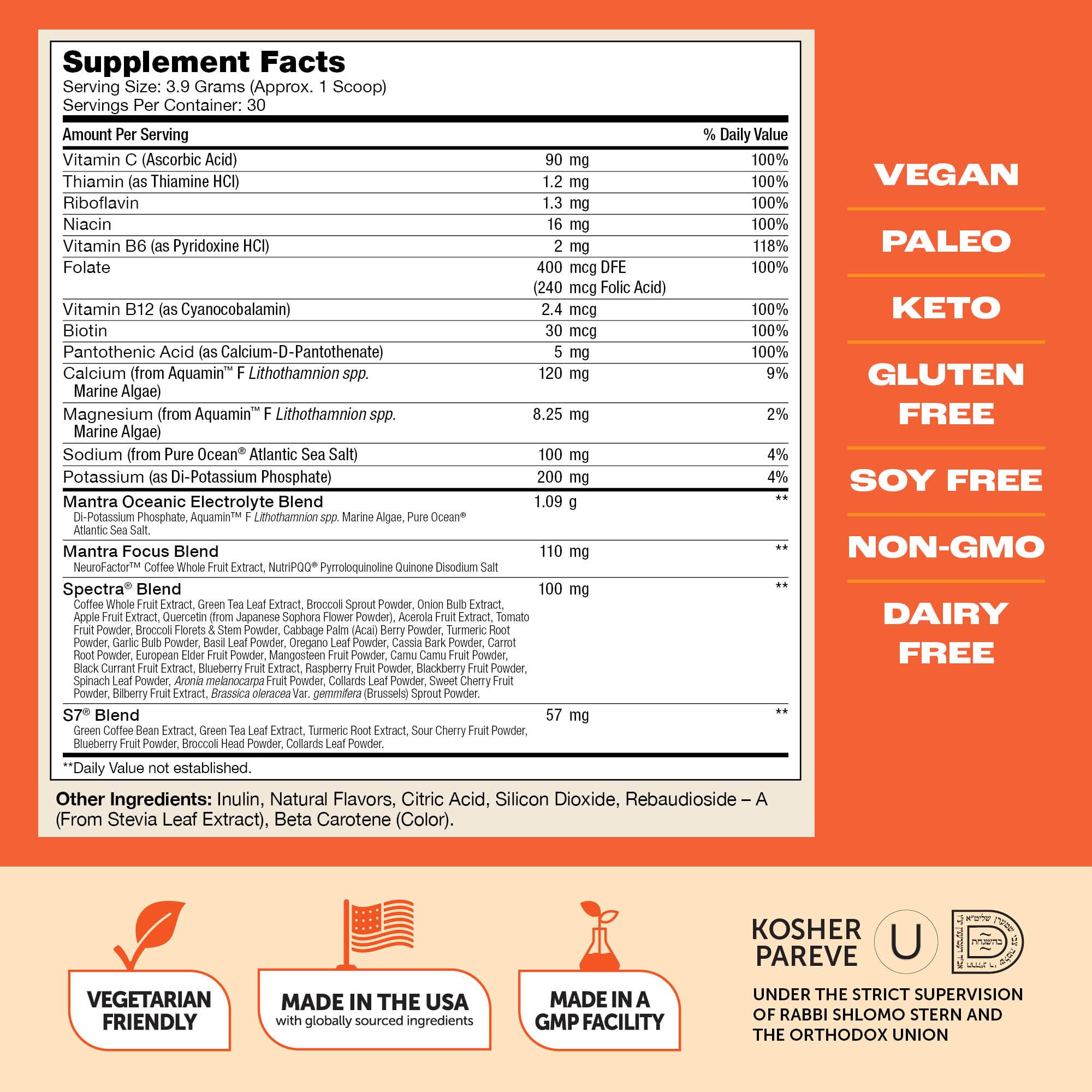 Zahler Mantra Rise, The Energy and Focus Supplement, Citrus Coconut Flavored, 30 Servings. Zahler Au supplements