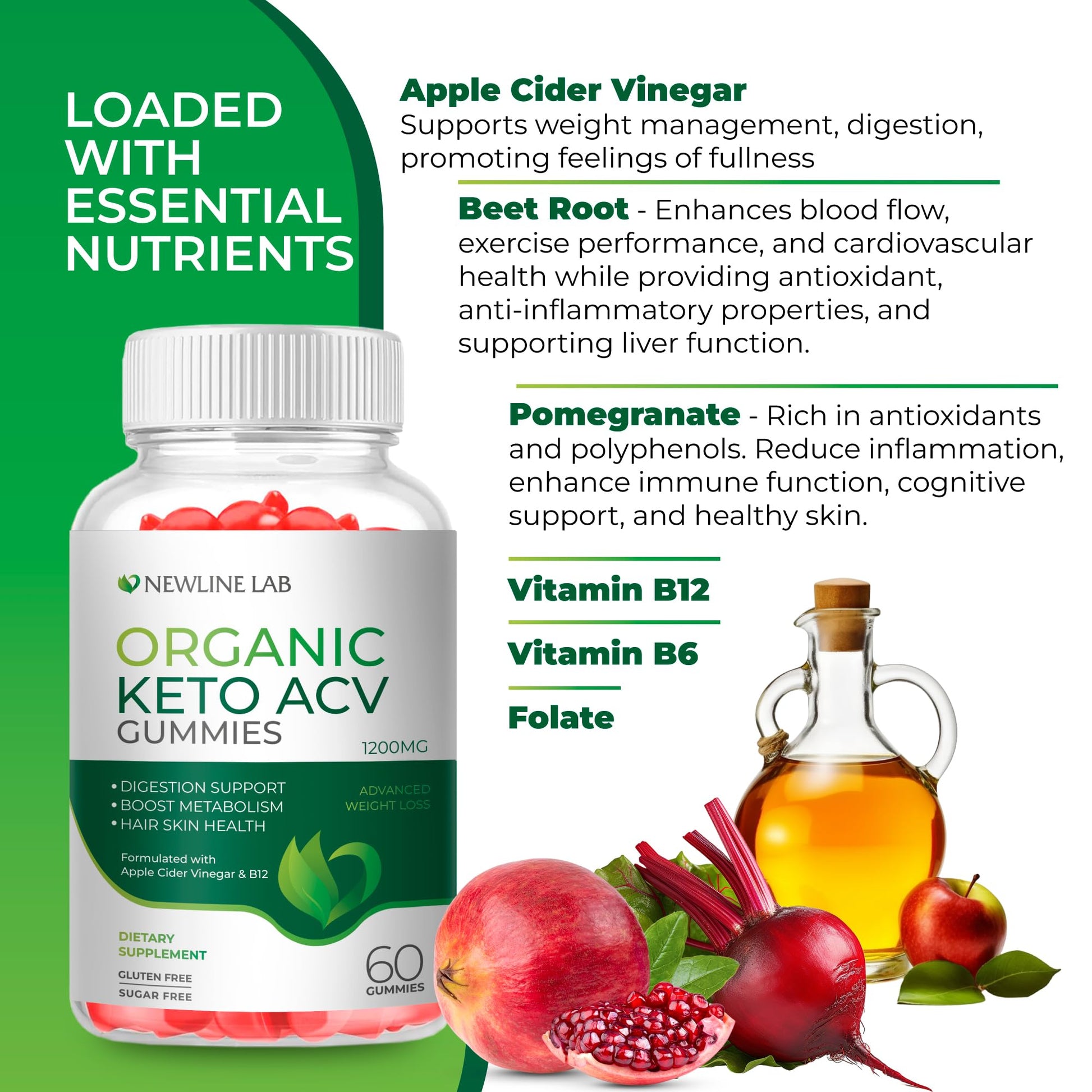 Organic Keto ACV Gummies for Advanced Weight Loss Fat Burn - Sugar Gluten Free Apple Newline Lab Au supplements