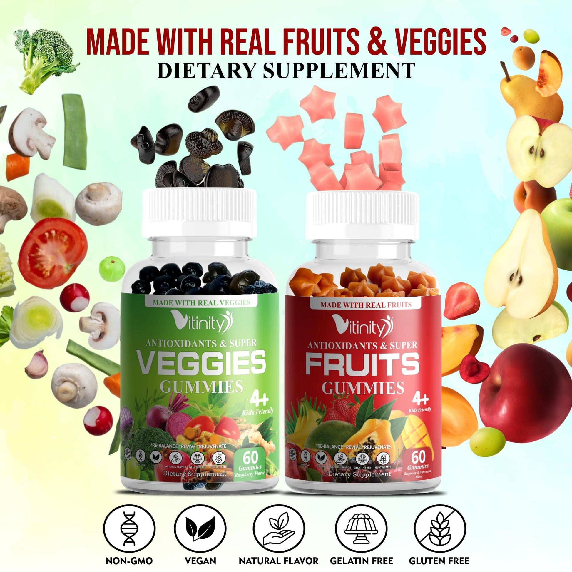 VITINITY Made with Real Fruit-Real Veggie Gummies-Superfood Vegetable Vitamin Sup VITINITY Au supplements