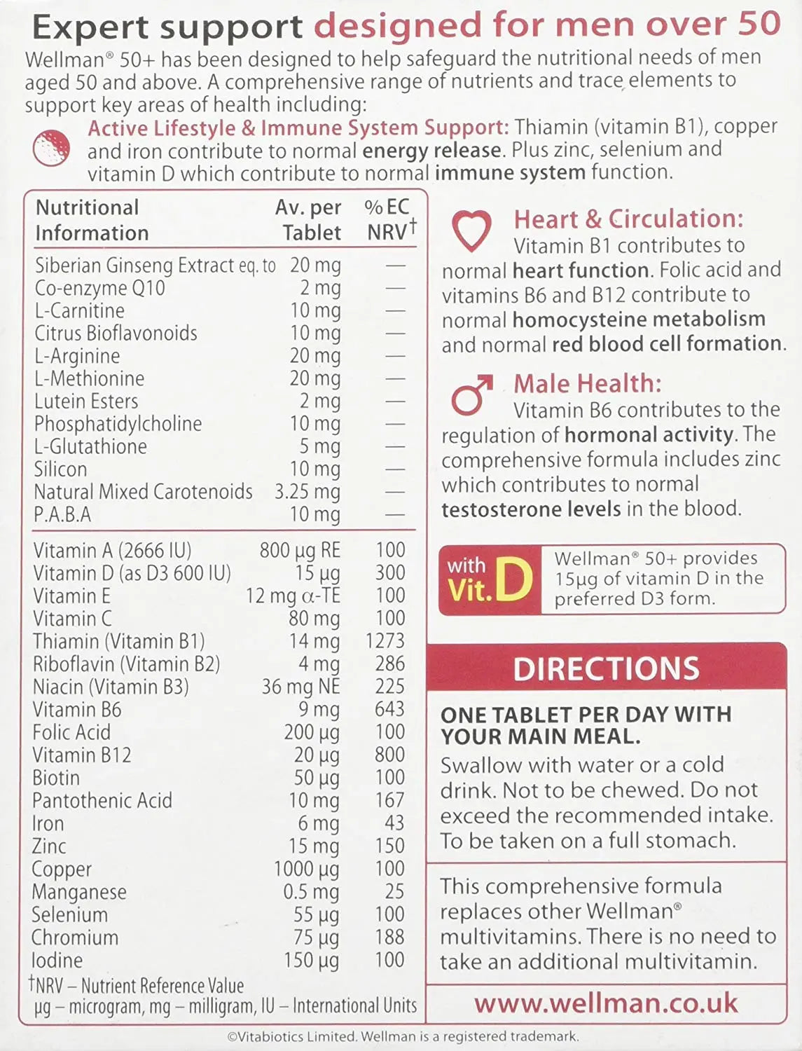 Wellman 4 X 50+ 30 Tablets Wellman Au supplements