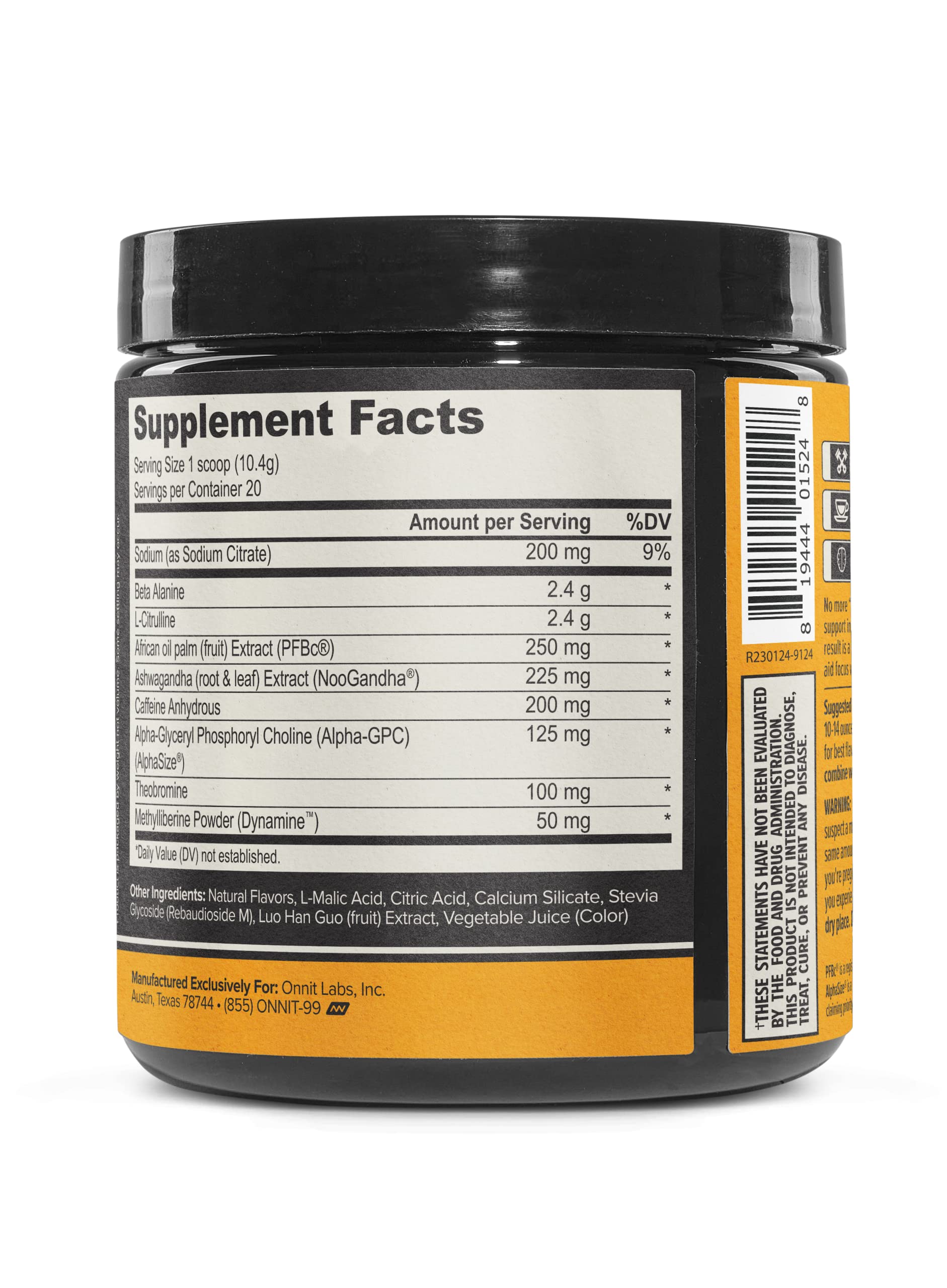ONNIT Alpha Brain Pre-Workout - Yuzu Peach (20 Serving Tub) ONNIT Au supplements