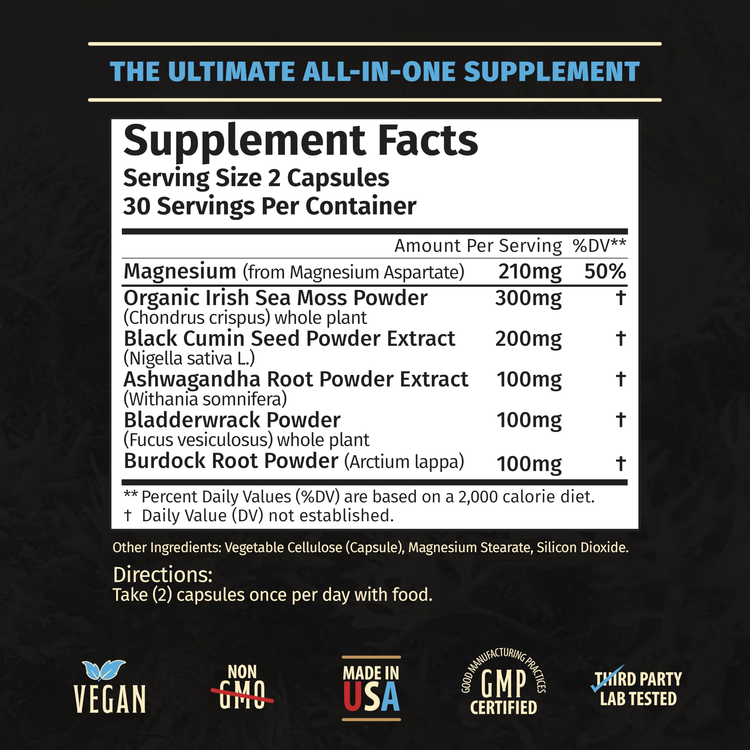 Rooted Origins Sea Moss Capsules – Irish Sea Moss Advanced, Magnesium, Ashwaghanda, Black Seed Oil, Burdock Root & Bladderwrack – Immune Support, Gut Health, Energy, & More – 60 Capsules Rooted Origins Au supplements