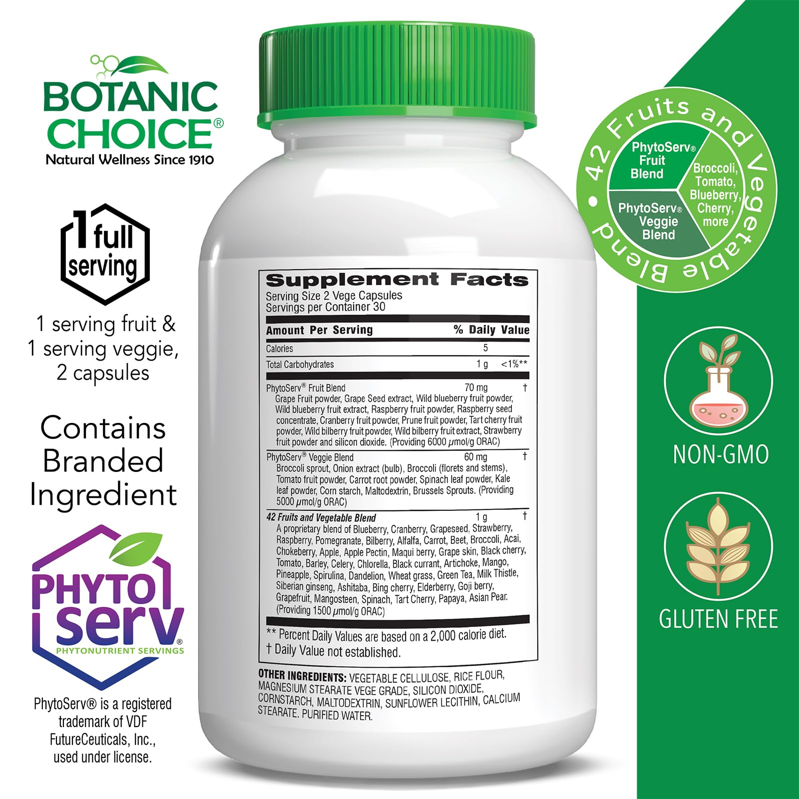 Botanic Choice Since 1910 - Mega Fruits & Veggies Blend - 42 Fruits and Vegetables - 2 Caps Daily - 60 Count Supplement - 2 Pack Botanic Choice Au supplements