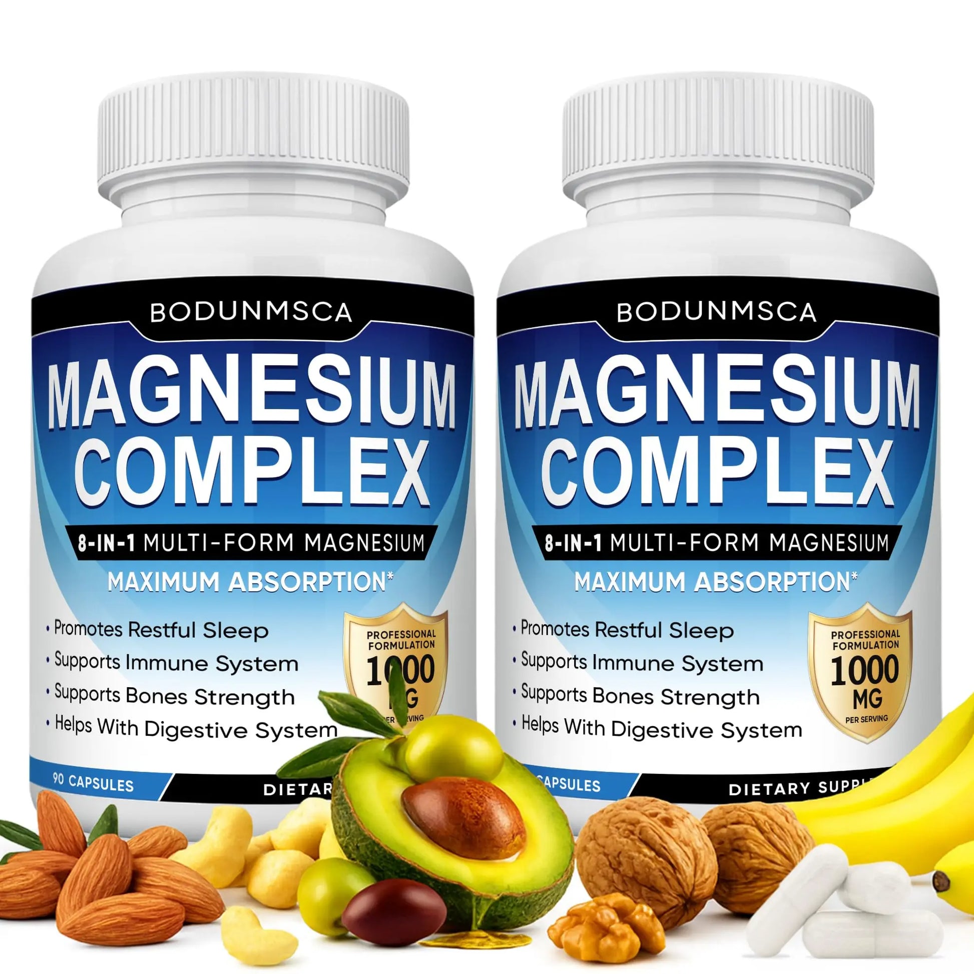 Magnesium Complex, 8 in 1, 1000mg-Glycinate, Citrate, Malate for Easy Absorption, Full Spectrum Magnesium Complex,Supports Relaxation, Sleep & Muscle Function, Magnesio Complex for Women, 180 Capsules BODUNMSCA Au supplements