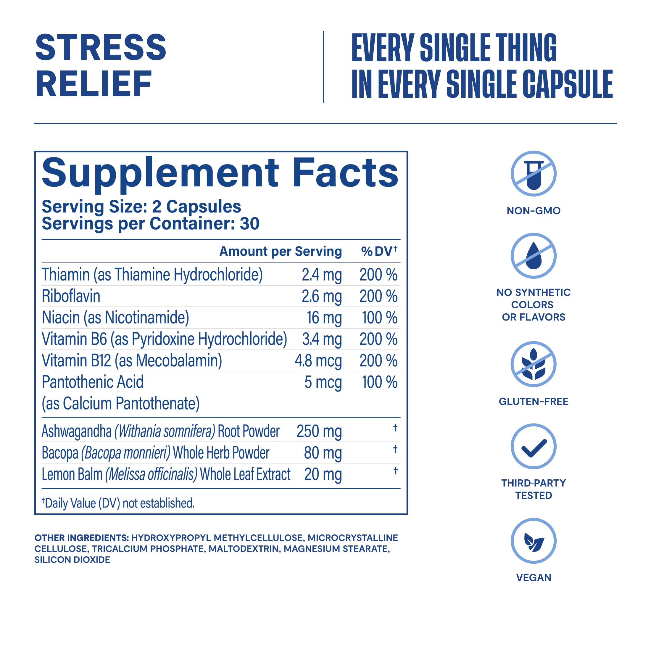 Habit Stress Relief Supplement (60 Capsules) - New Look, Supports Relaxation & Mood Balance, Vitamin B, Adaptogens, Lemon Balm, Calming, Vegan, Non-GMO (1 Pack) H' Habit Au supplements
