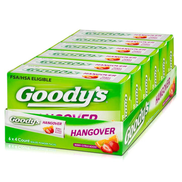 Goody's Hangover Relief Powder, Dual Action Fast Headache Pain Relief with Aspirin and Caffeine, Berry Citrus Flavor, 4 Powder Sticks, 6 Pack Goody's Au supplements