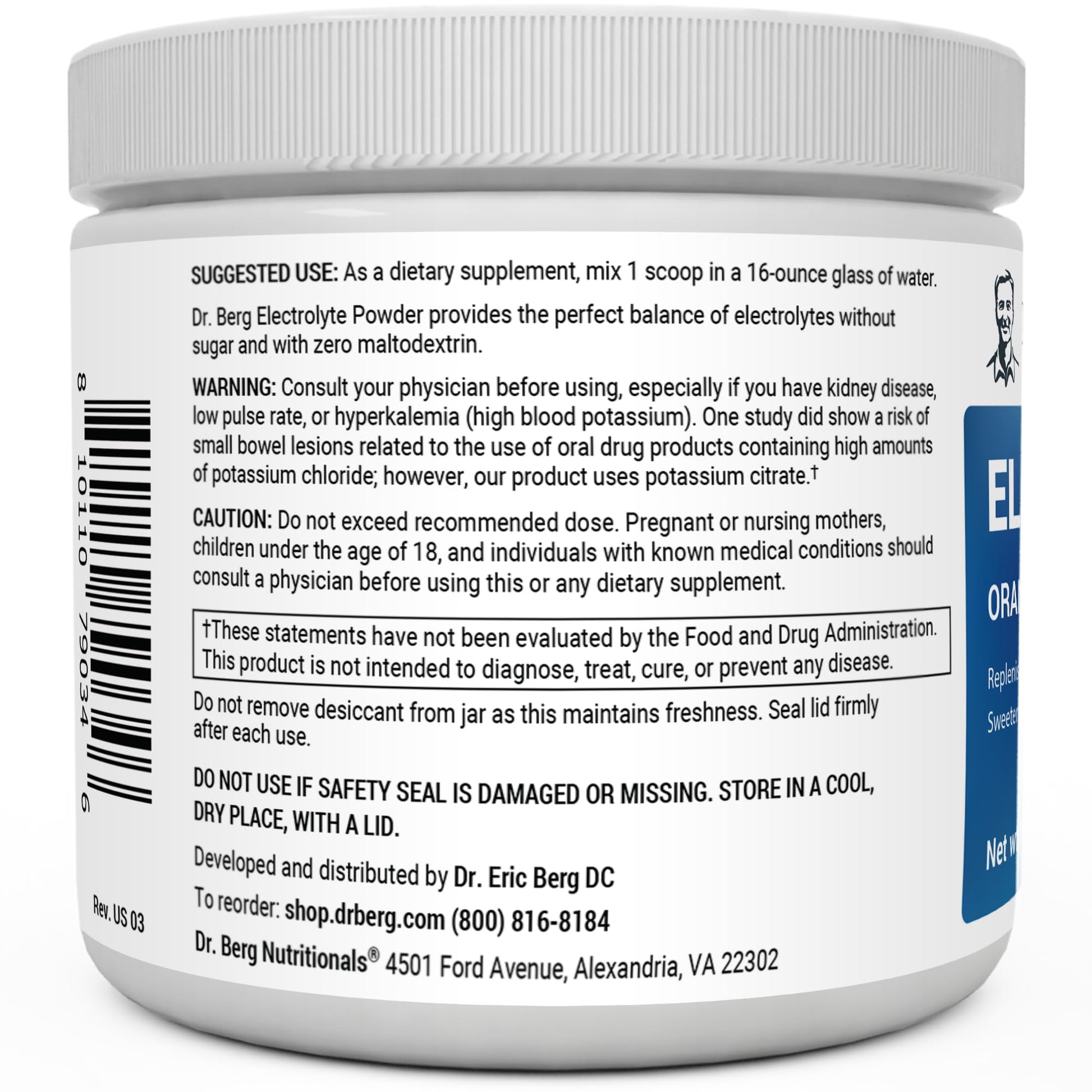 Dr. Berg Hydration Keto Electrolyte Powder - Enhanced w/ 1,000mg of Potassium & Real Dr. Berg Nutritionals Au supplements