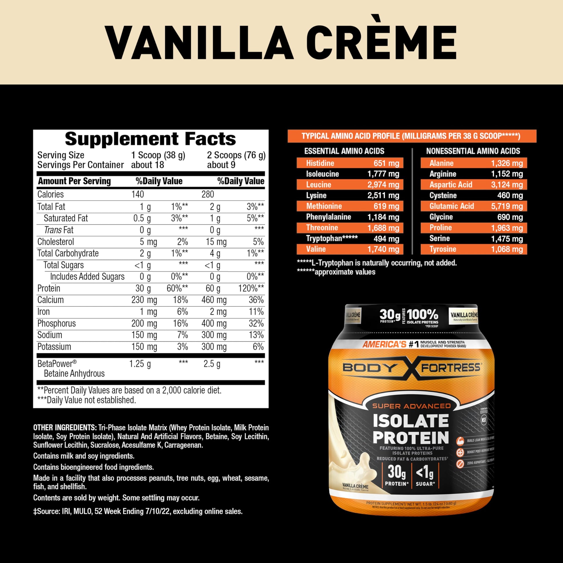 Body Fortress Super Advanced Isolate Protein Powder, Gluten Free, Vanilla Creme Flavored Body Fortress Au supplements