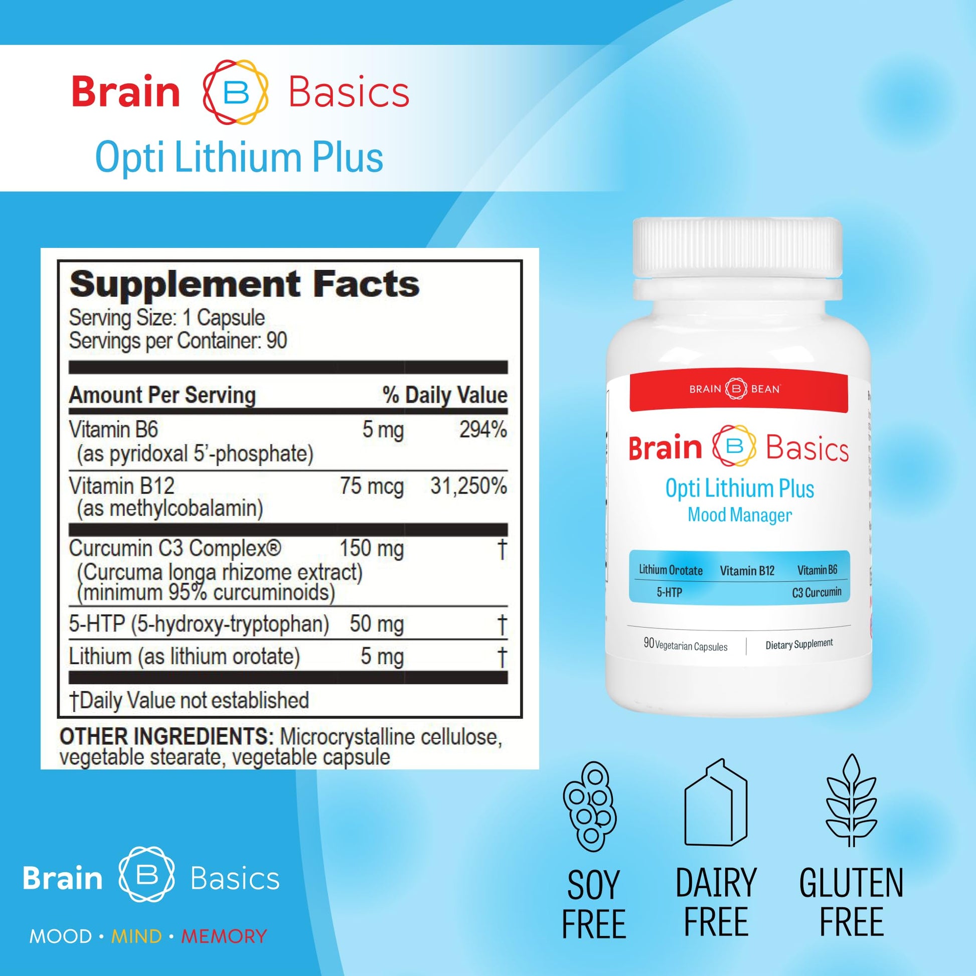 Opti Lithium Plus: Supercharge Brain Health with Enhanced Nutrient Absorption for Optimal Well-Being. Brain Bean Au supplements