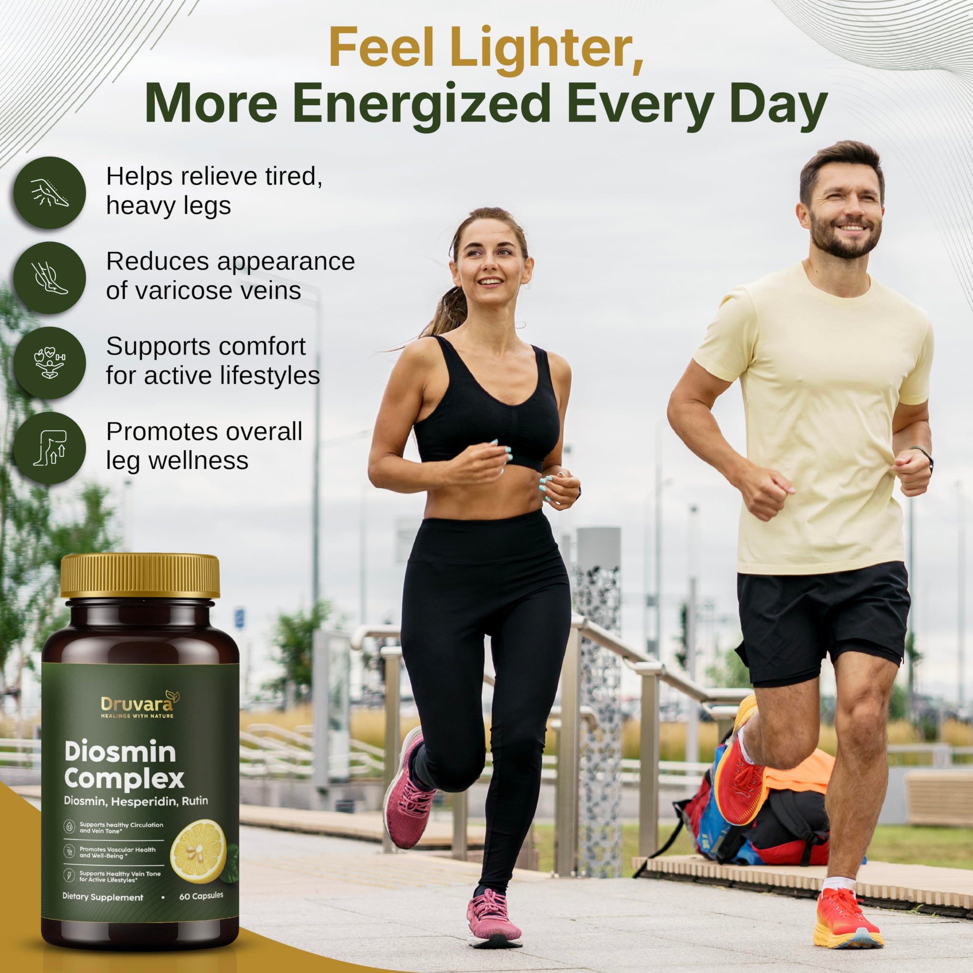 Druvara Diosmin Hesperidin with Rutin & B Vitamins | Vein Support Supplement for Leg Comfort, Healthy Circulation, Vein Strength & Improved Mobility - 60 Capsules Druvara Au supplements