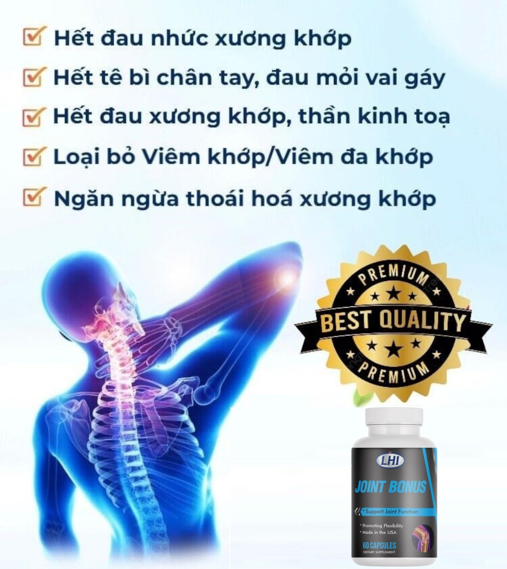 Joint Bonus Hỗ Trợ Xương Khớp (100% Authentic, Sản Phẩm Chính Hãng Tại USA) 2 Bottles Joint Bonus Au supplements