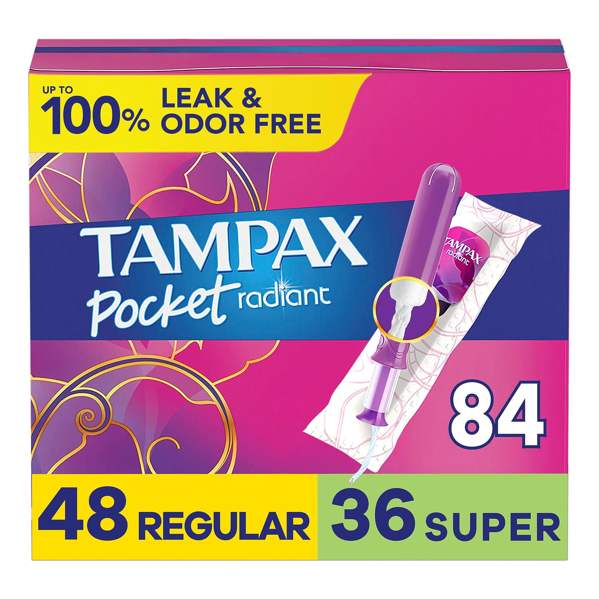 Tampax Pocket Radiant Compact Tampons Multi Pack, Regular/Super Absorbency with BPA-Free Tampax Au supplements
