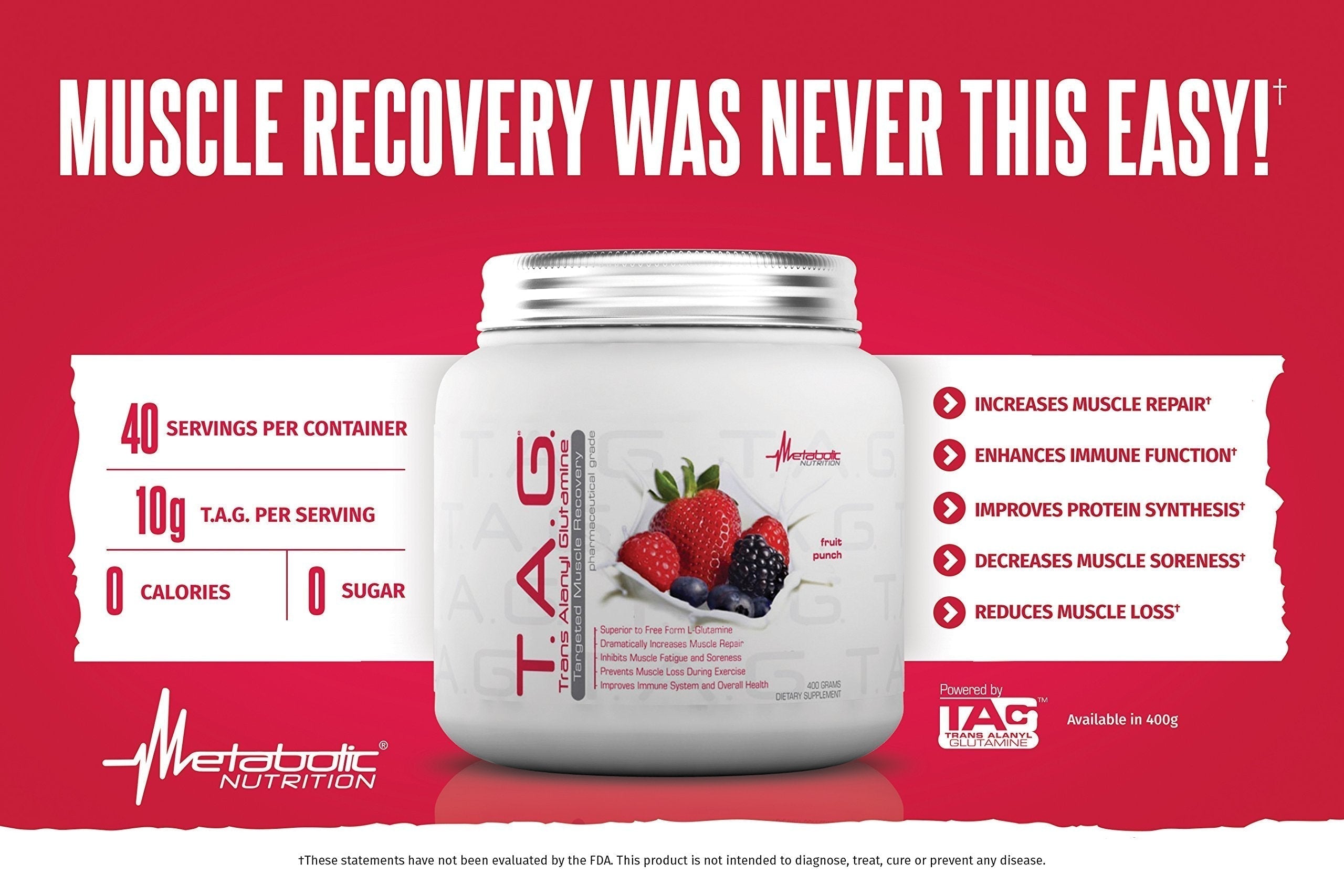 Metabolic Nutrition, TAG, Trans Alanyl Glutamine, 100% L-Glutamine Peptide Powder Metabolic Nutrition Au supplements
