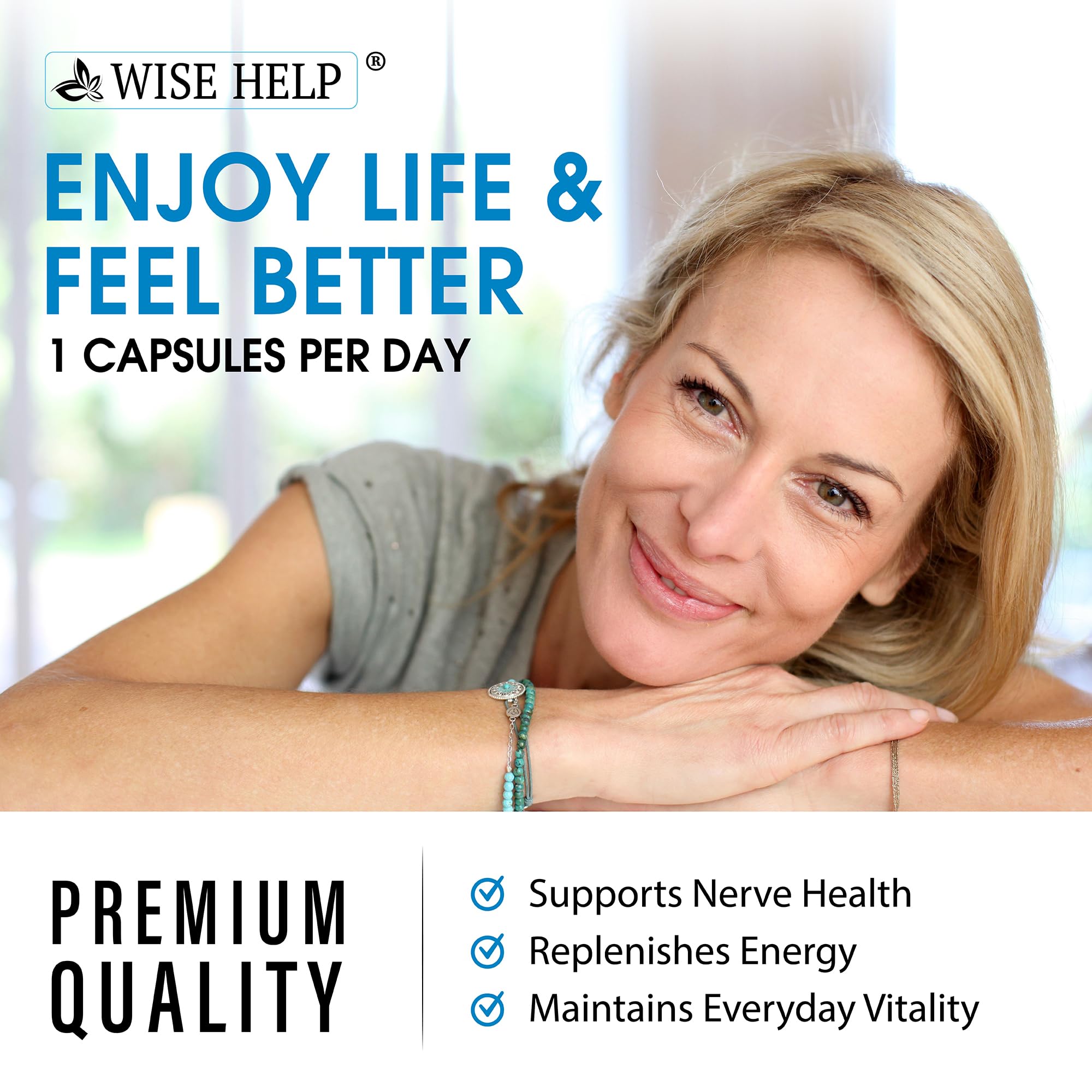 Neuropathy Support Natural Nerve Discomfort Relief - Made in USA - Nerve Antioxidant for Trigeminal Neuralgia, Diabetic & Peripheral Neuropathy - Hands, Neck, Feet & Toes Treatment Formula - 60 Caps WISEHELP Au supplements