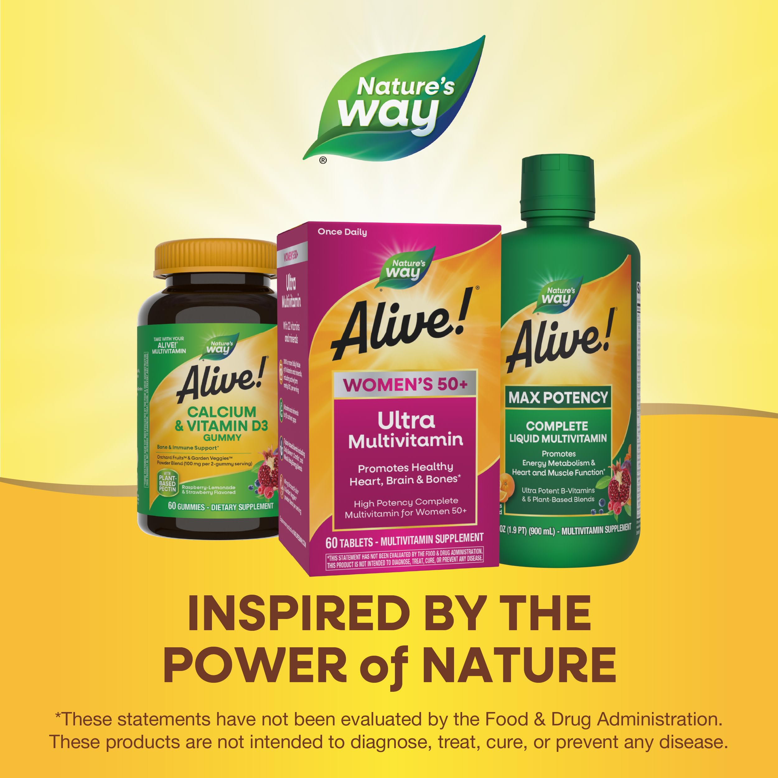Nature’s Way Alive! Ultra Potency Multivitamin for Women 50 Plus, Complete High Potency Formula with Vitamin D3, C, E, Methylated B12, Supports, Heart, Brain, and Bone Health*, 60 Tablets Nature's Way Au supplements