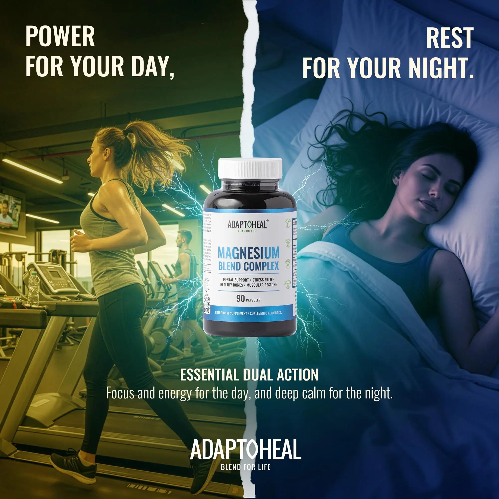 ADAPTOHEAL Magnesium Complex – Glycinate, Malate & Citrate with Vitamin B6, Sleep Support, Stress Relief, Muscle Relaxation, Nervous System Support – 90 Capsules ADAPTOHEAL Au supplements