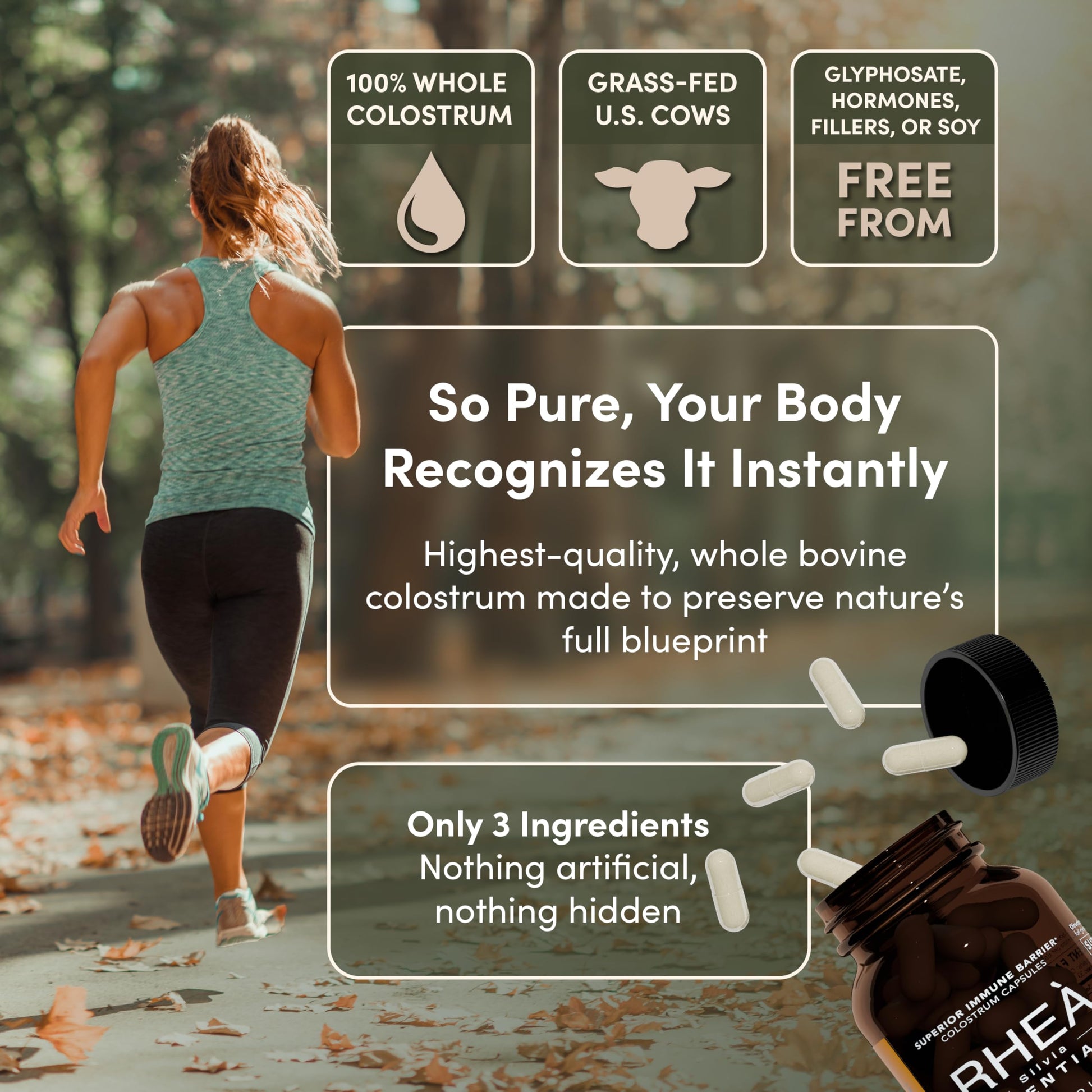 Rhea Bovine Colostrum Supplement for Women, Colostrum Capsules for Gut Health, Digestion, Bloating, Beauty, Immune Support, Bovine Colostrum for Humans, Colostrum Pills (60caps) RHEASILVIA Au supplements