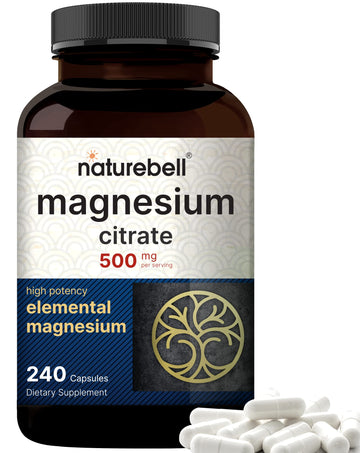 NatureBell Magnesium Citrate 500mg, 240 Capsules | High Purity Elemental Form NatureBell Au supplements