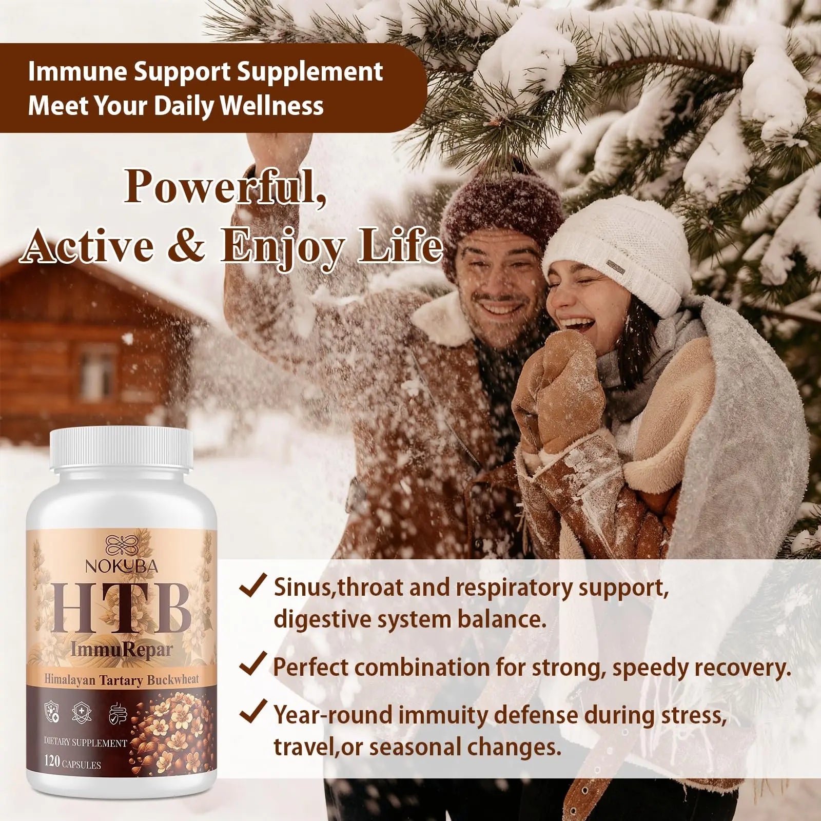 Nokuba Polyphenols Supplement for Immune Support | Himalayan Tartary Buckwheat Sourced | Polyphenol Superfood with Quercetin, Curcumin | Immune Booster, Antioxidant, Anti-inflammatory - 120 Capsules Nokuba Au supplements