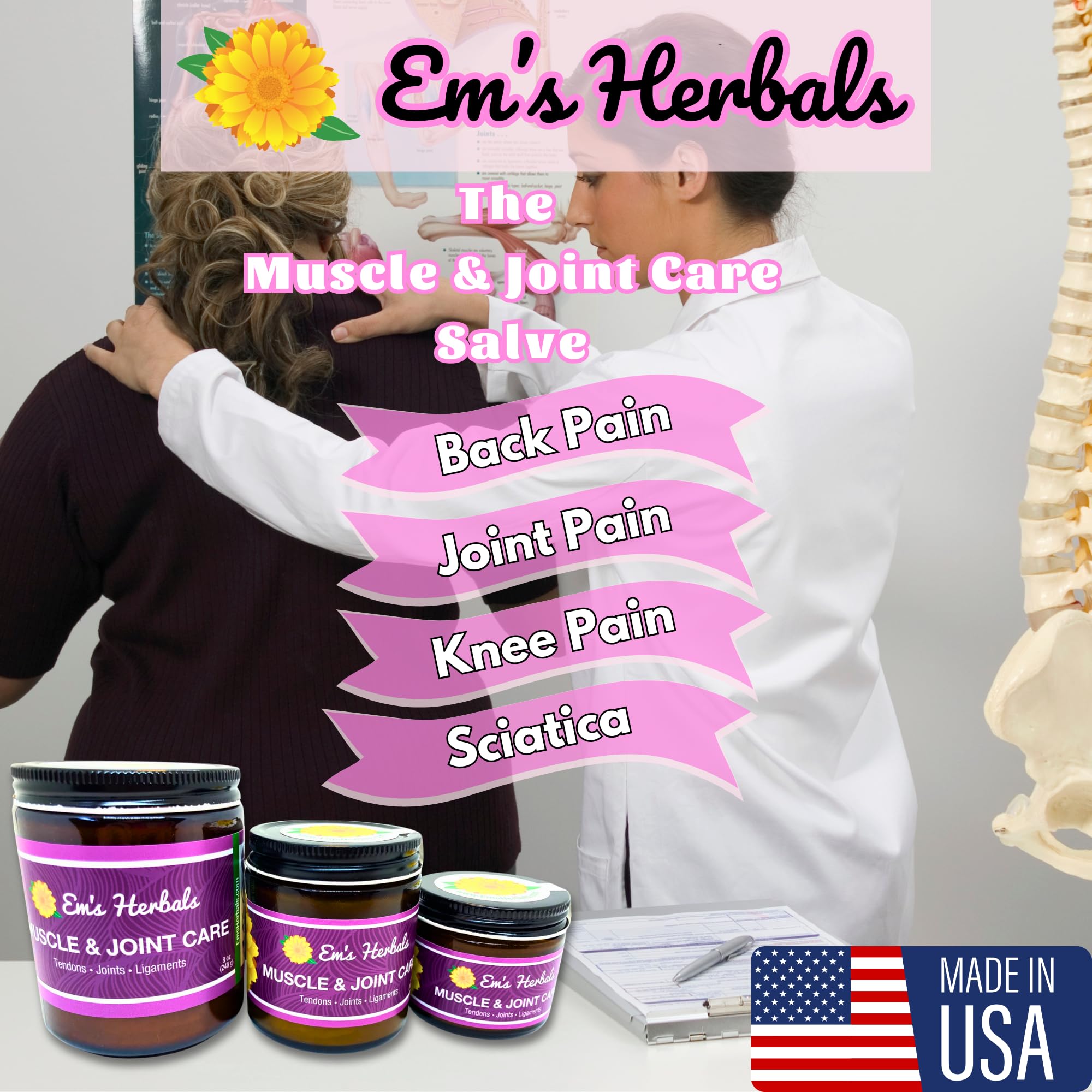 Em's Herbals, Muscle & Joint Care Arnica Salve - Amplified Arnica Salve Made with Menthol Crystals, and Effective Essential Oils to Penetrate Deep into Muscles, Joints, and Back Discomfort (2 oz) Em's Herbals Au supplements